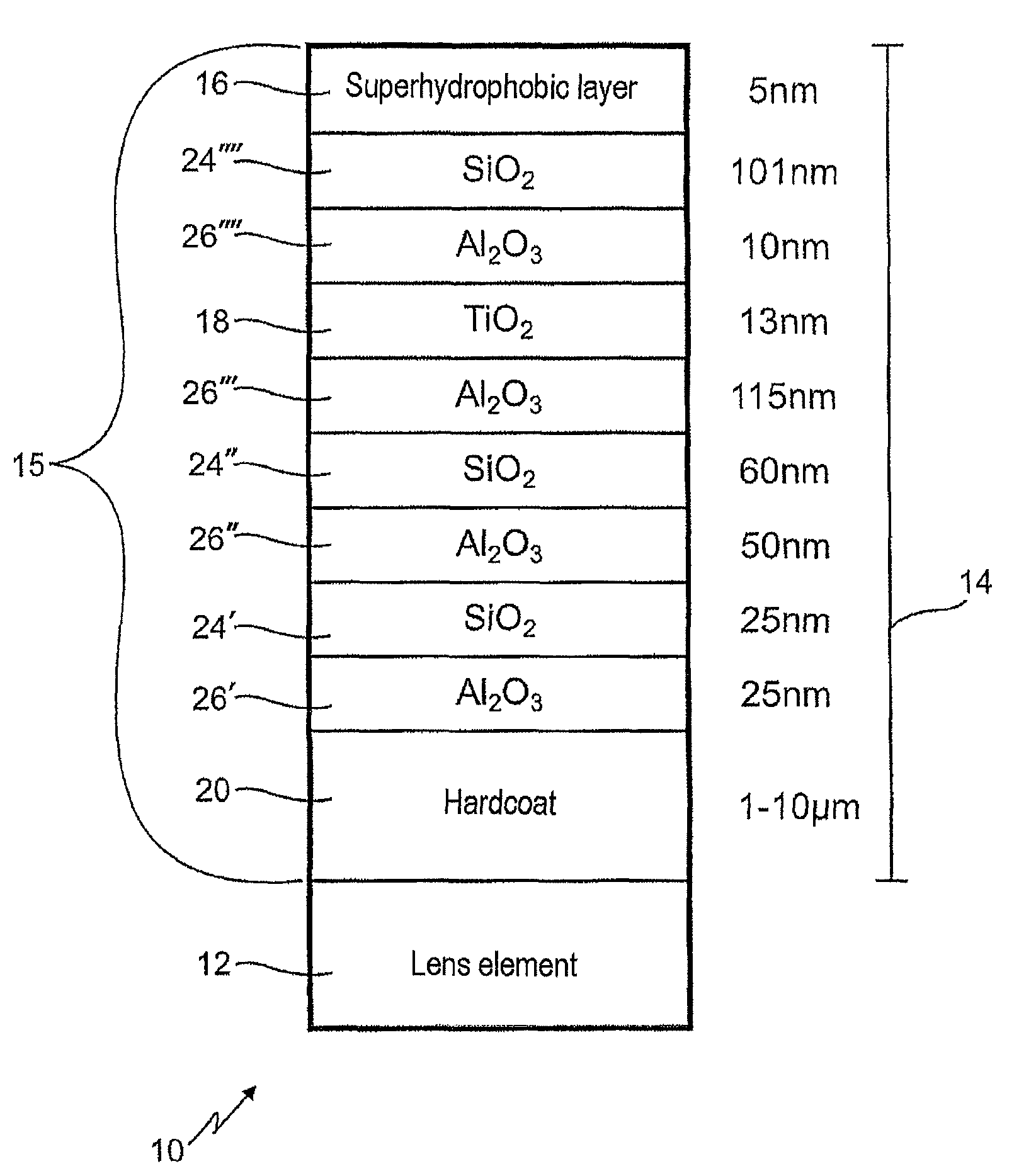 Optical lens with scratch-resistant anti-reflective layer