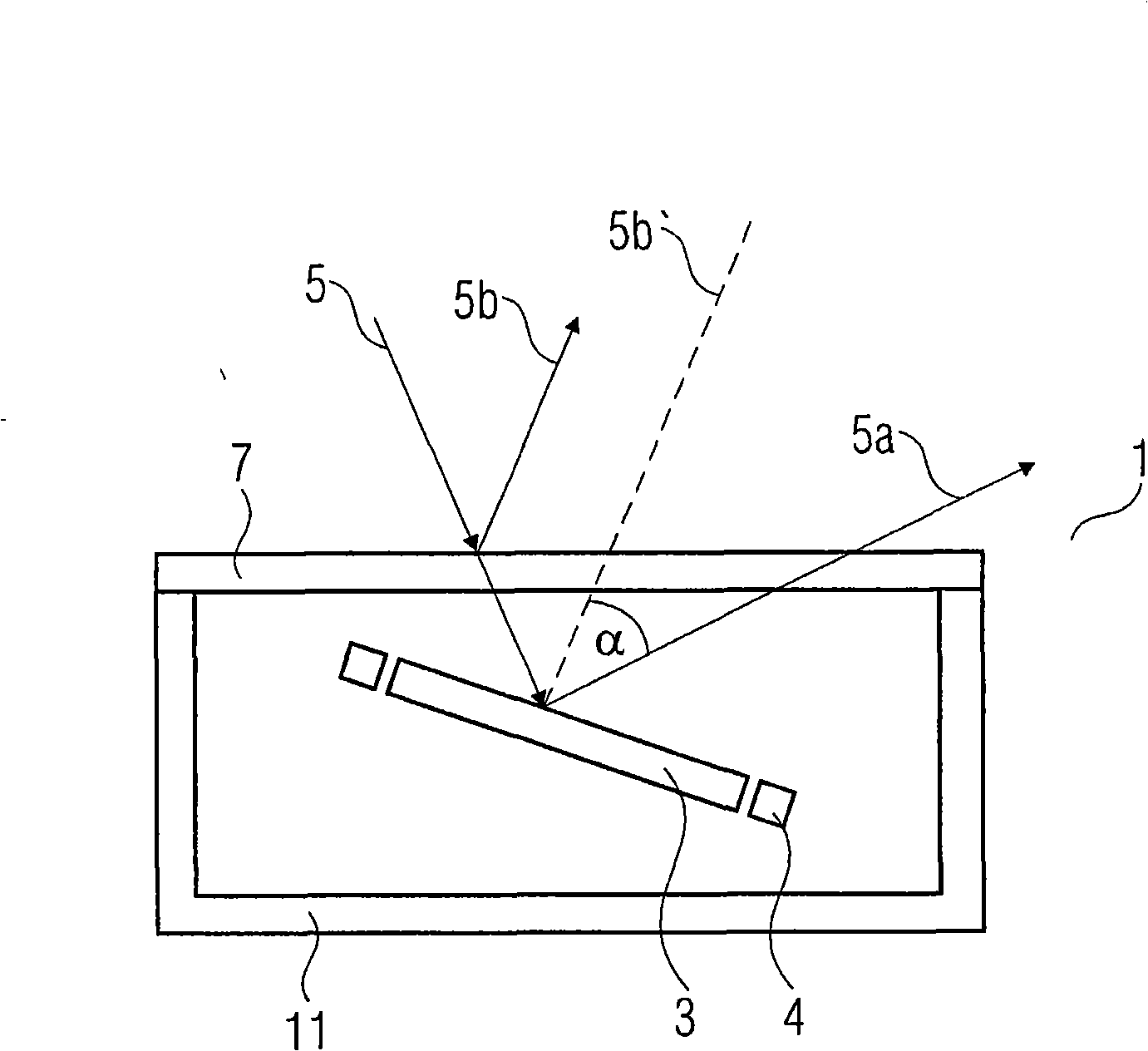 Optical device comprising a structure for avoiding reflections