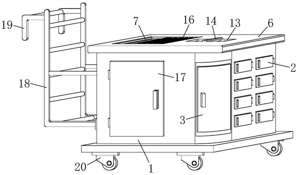 Medical cart with multiple side-turning storage boxes