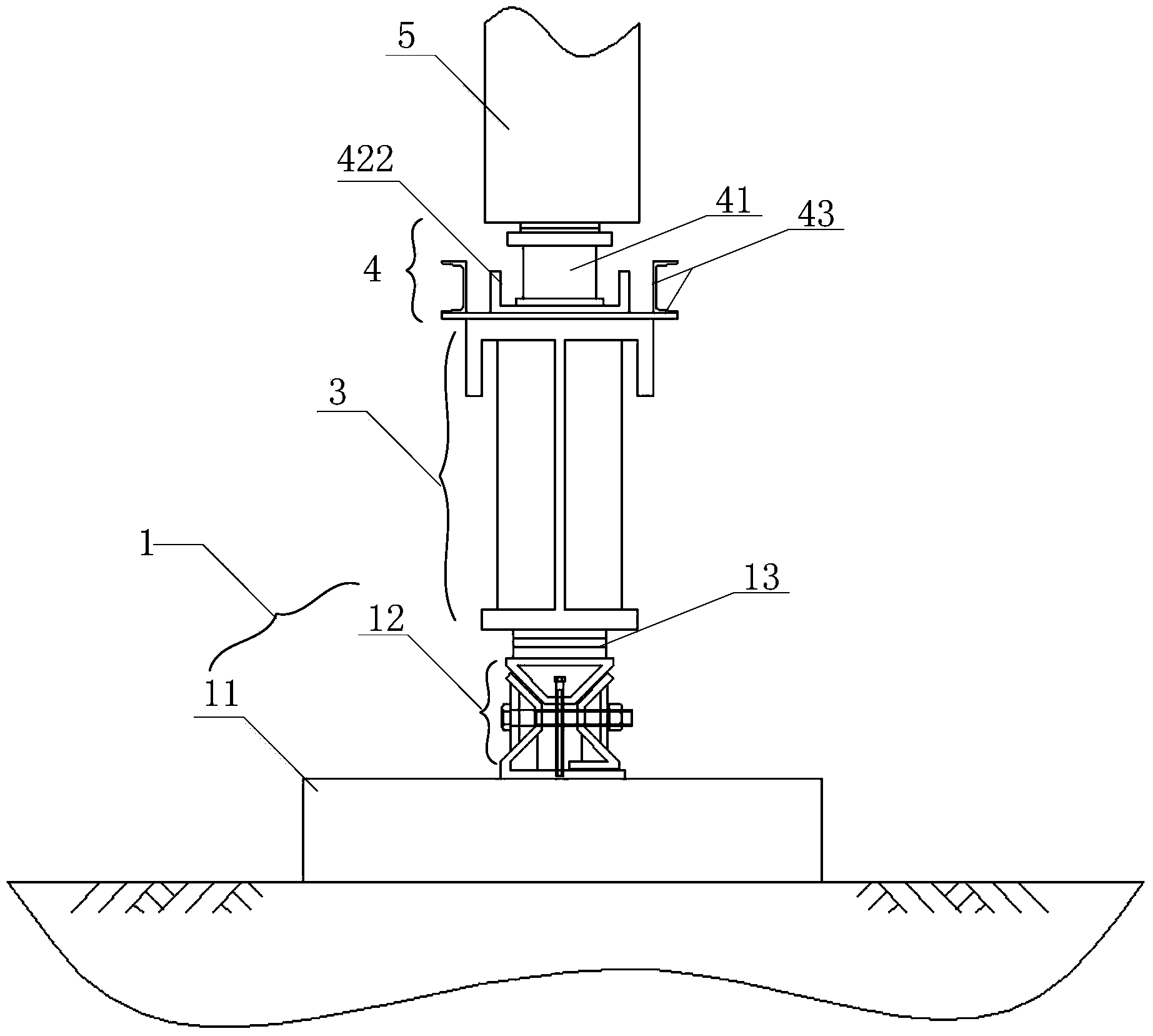 Docking device, method, translation mechanism and stopping mechanism for components of fan tower frame