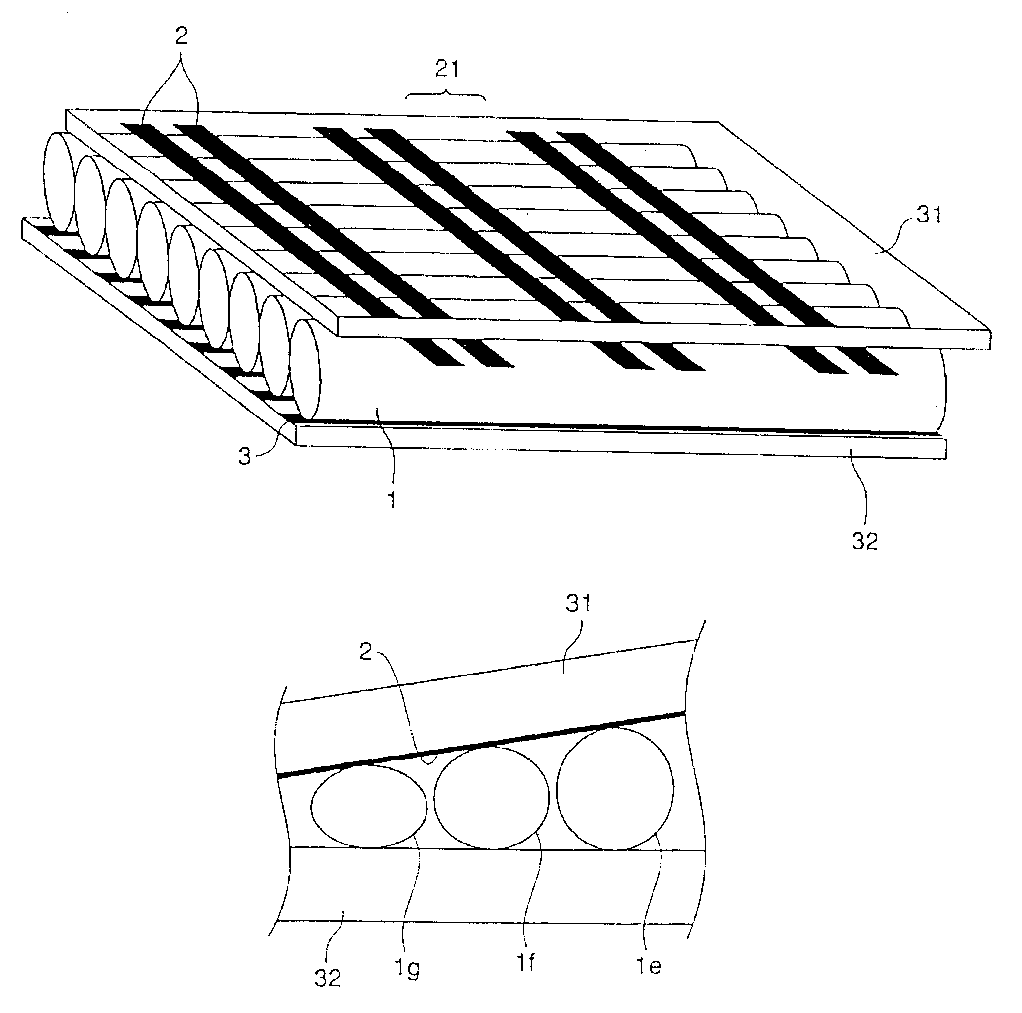 Display device with a plurality of light-emitting tubes arranged in parallel