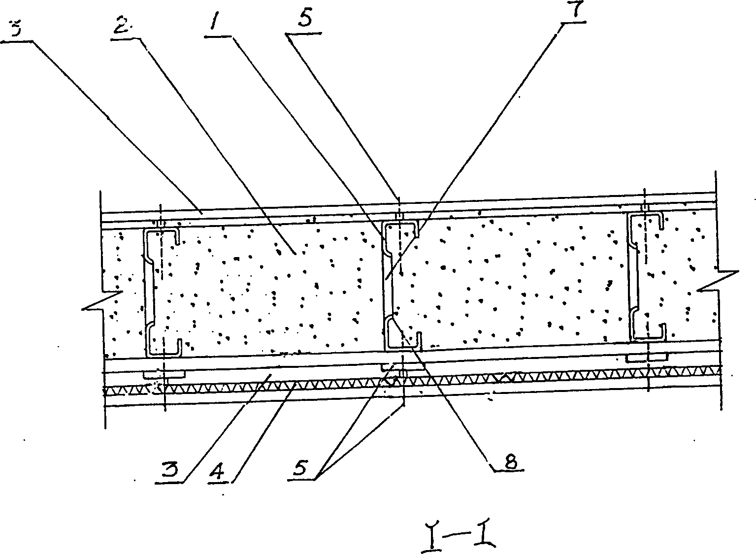Composite building construction member of cold bending thin wall lattice configuration steel and concrete and its producing method