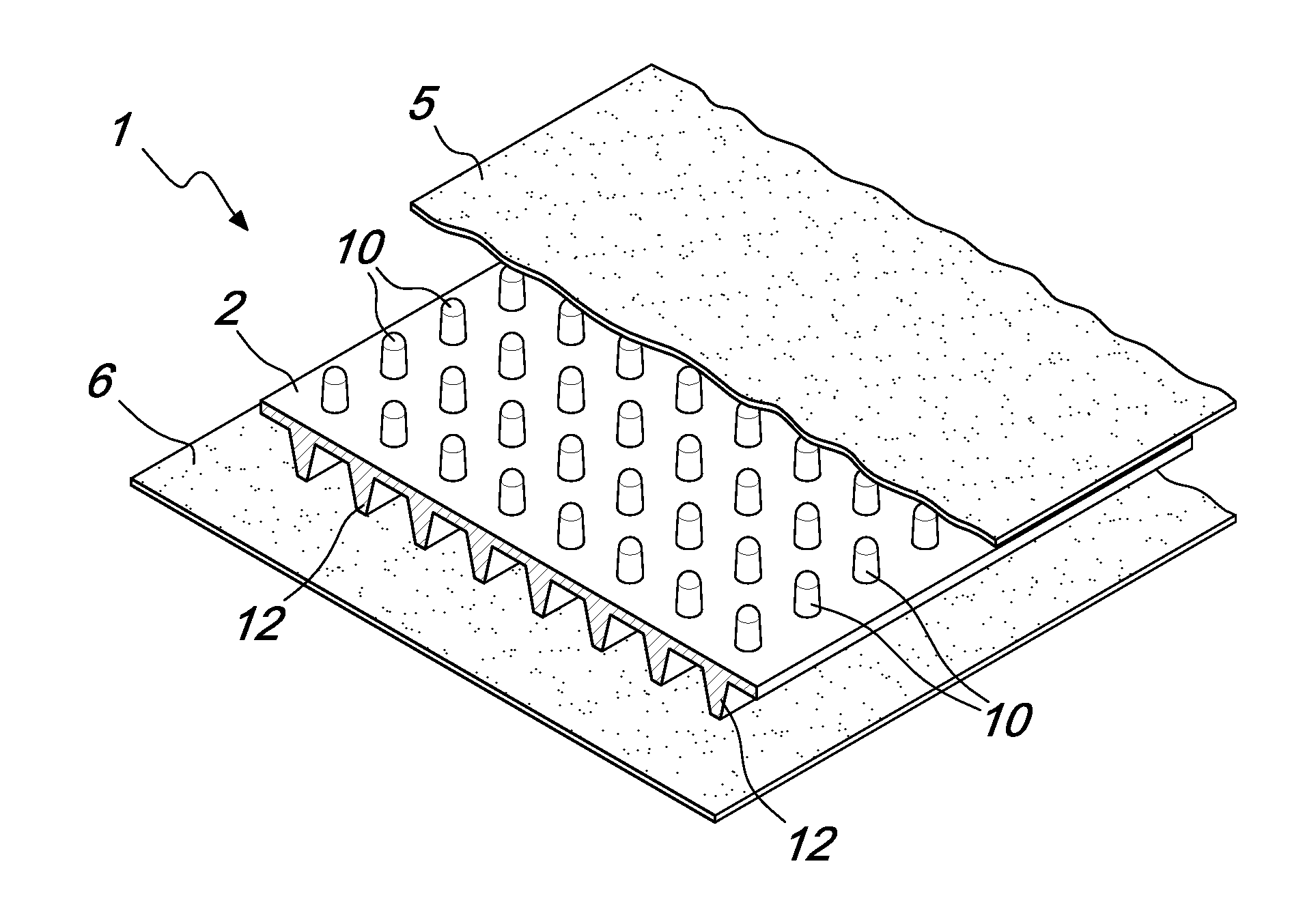 Composite for geotechnics, building and the like, with impermeable layer