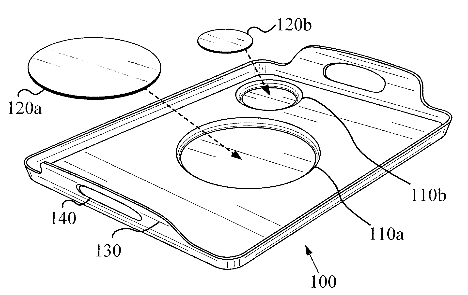 Food tray with non-slip inserts