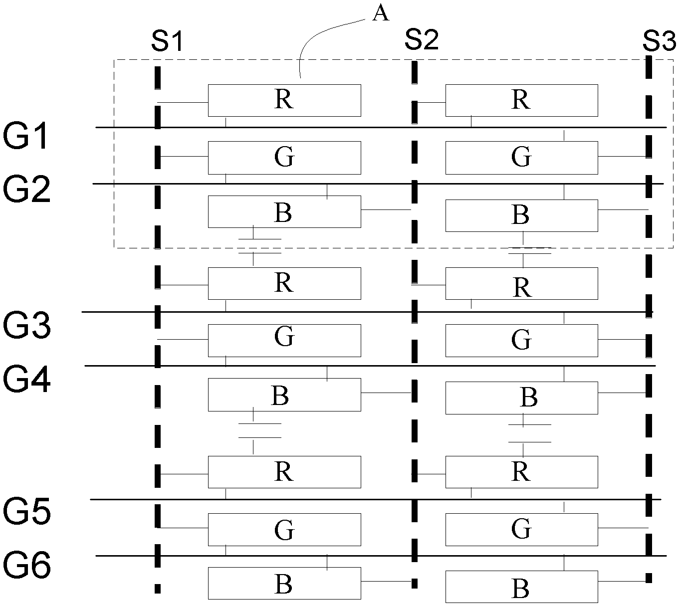 Horizontal pixel structure driven by double-grid and liquid crystal display