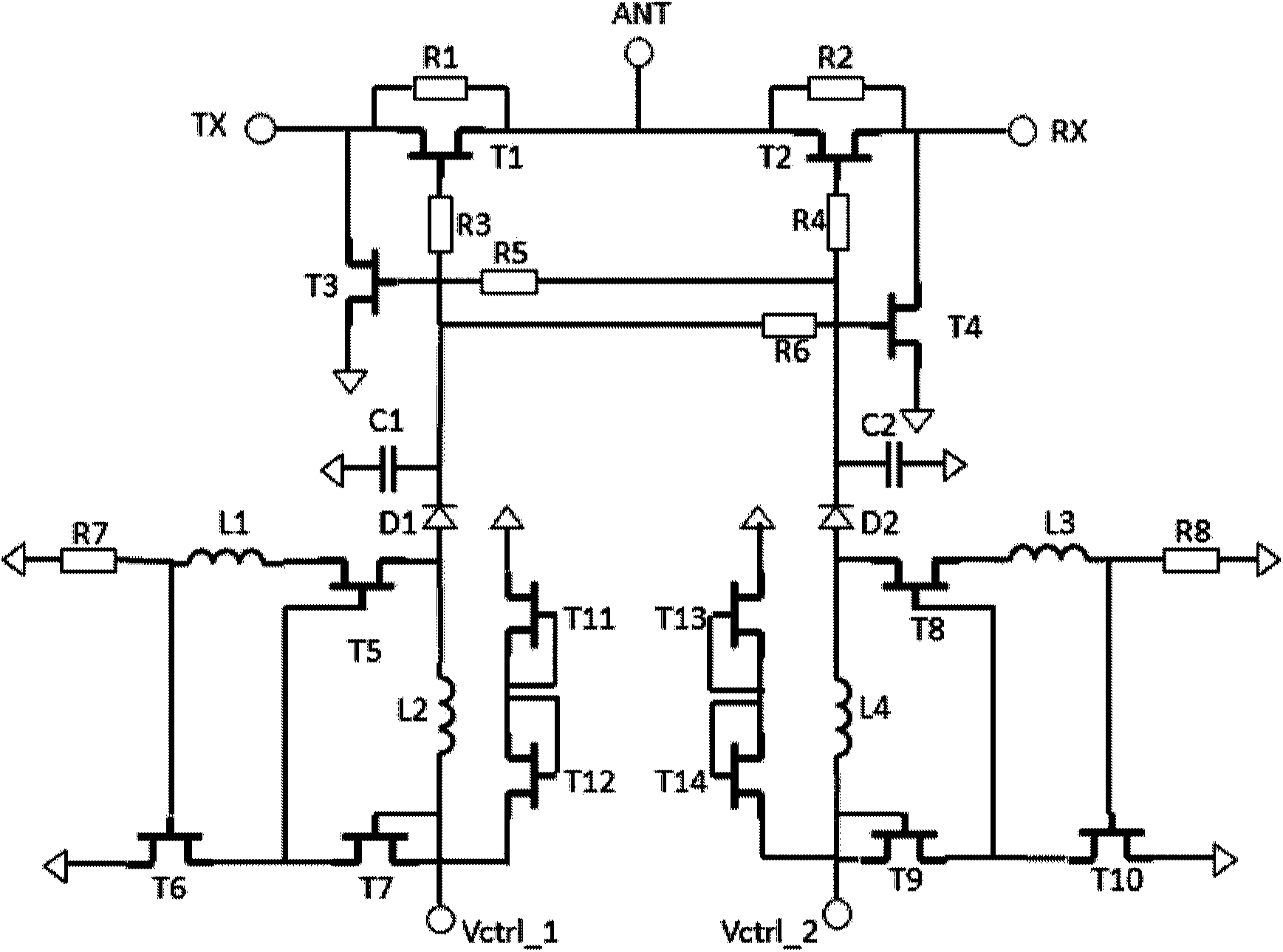Radio frequency switching circuit of III-V group MOSFET device
