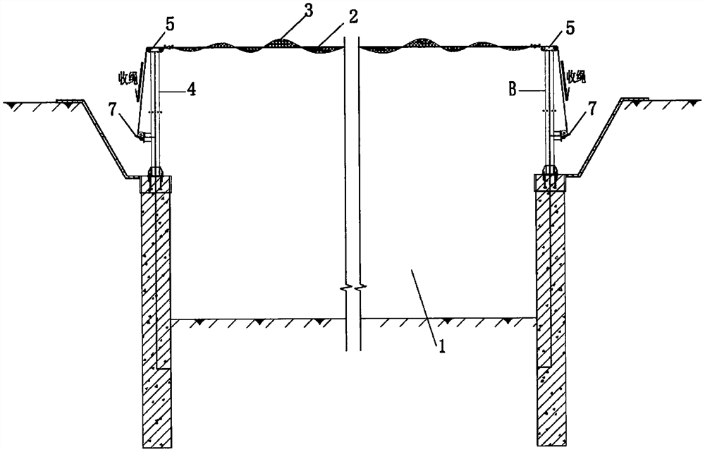 Dust-proof net lifting mechanism suitable for building foundation pit