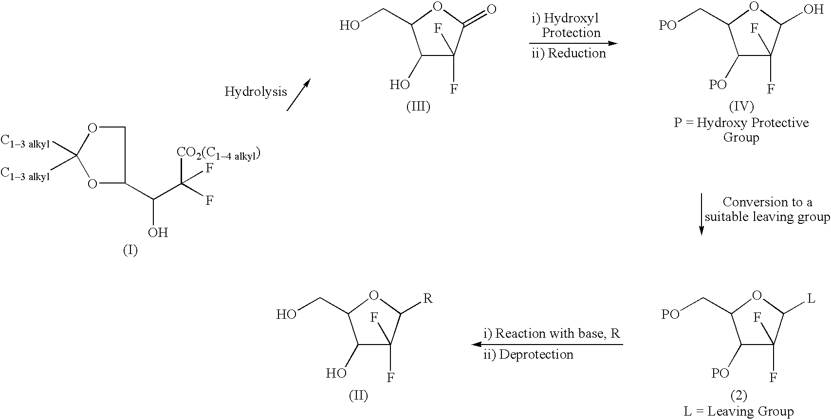 Intermediate and process for preparing of beta- anomer enriched 21-deoxy,21,21-difluoro-D-ribofuranosyl nucleosides