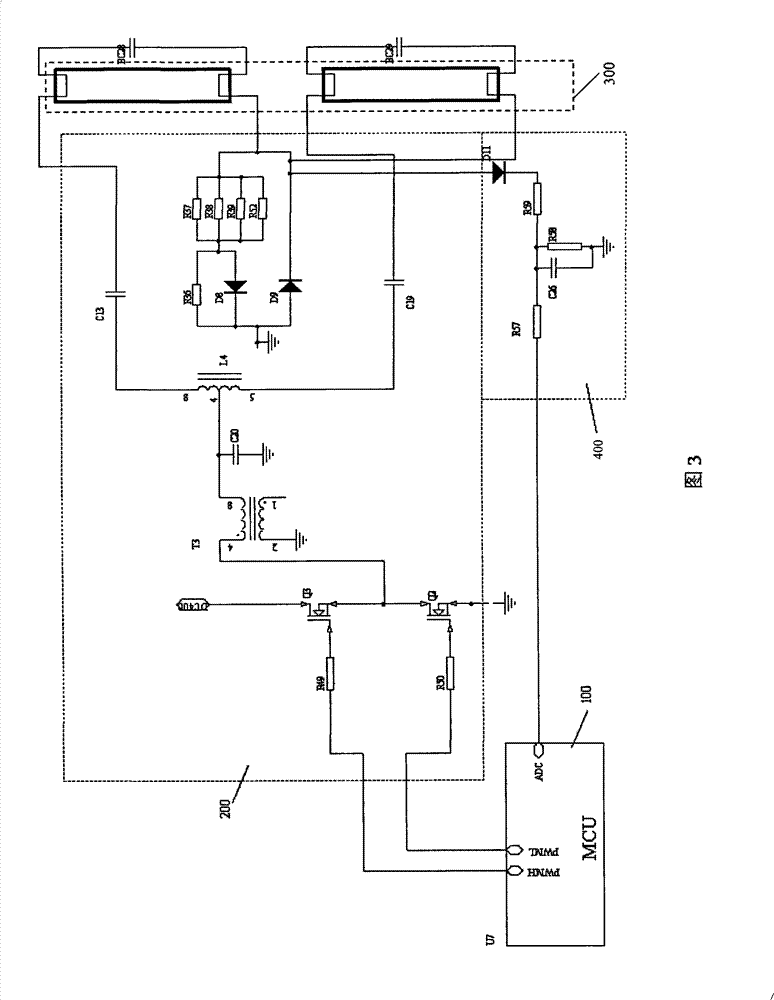 Self-adaptive power matching circuit of fluorescent lamp and method
