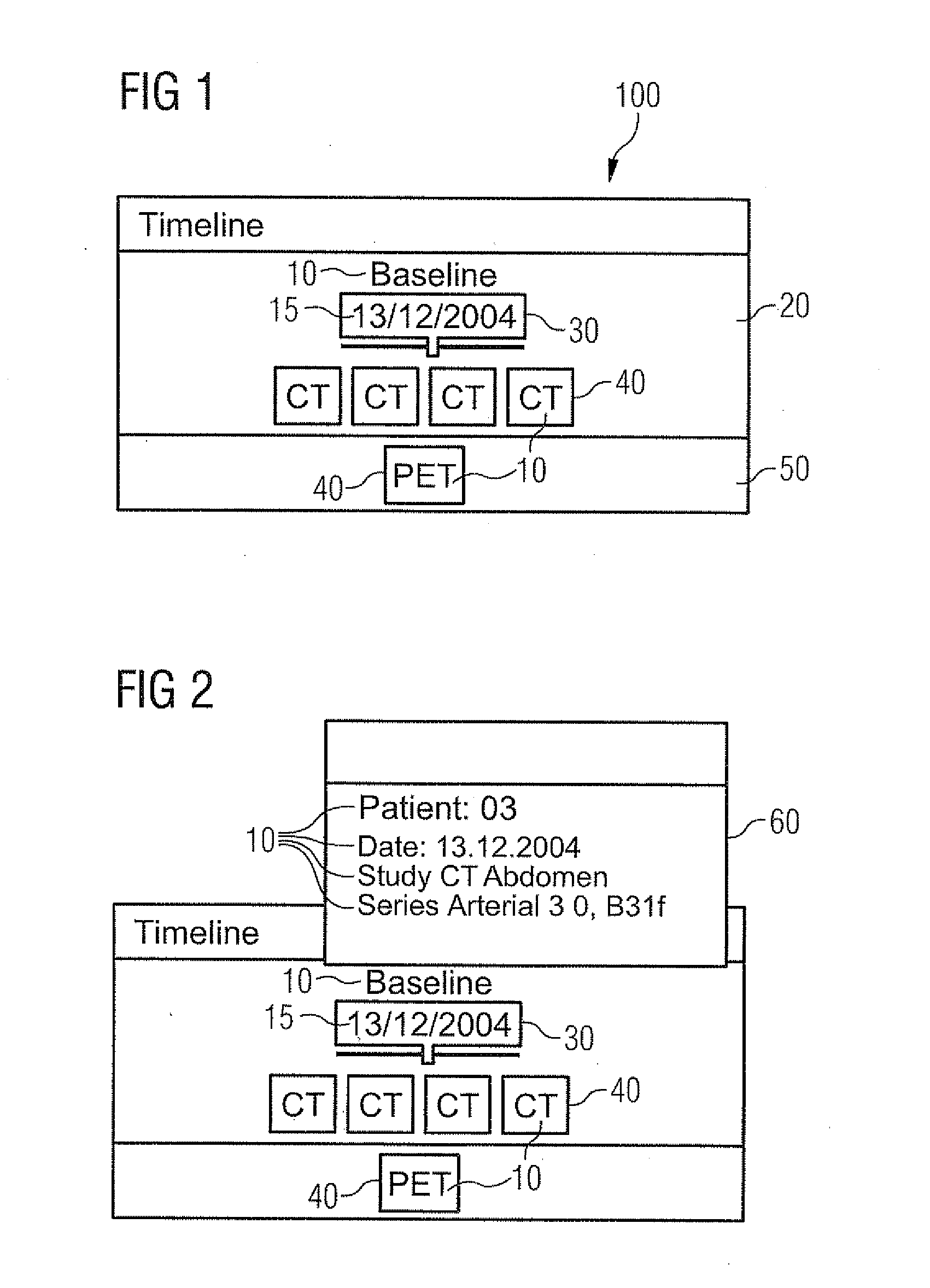 Graphical interface for the management of sequential medical data