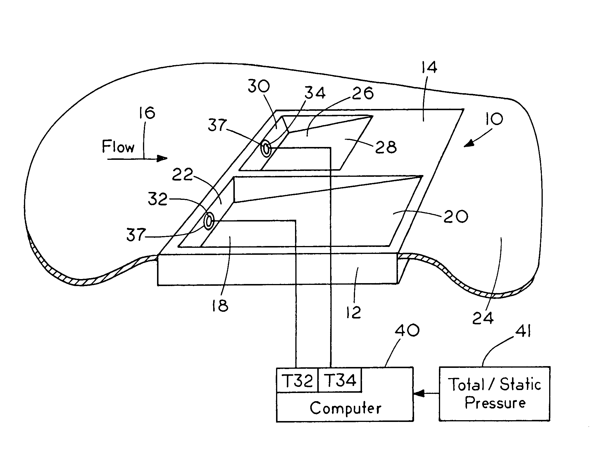 Sensor assembly for determining total temperature, static temperature and Mach number