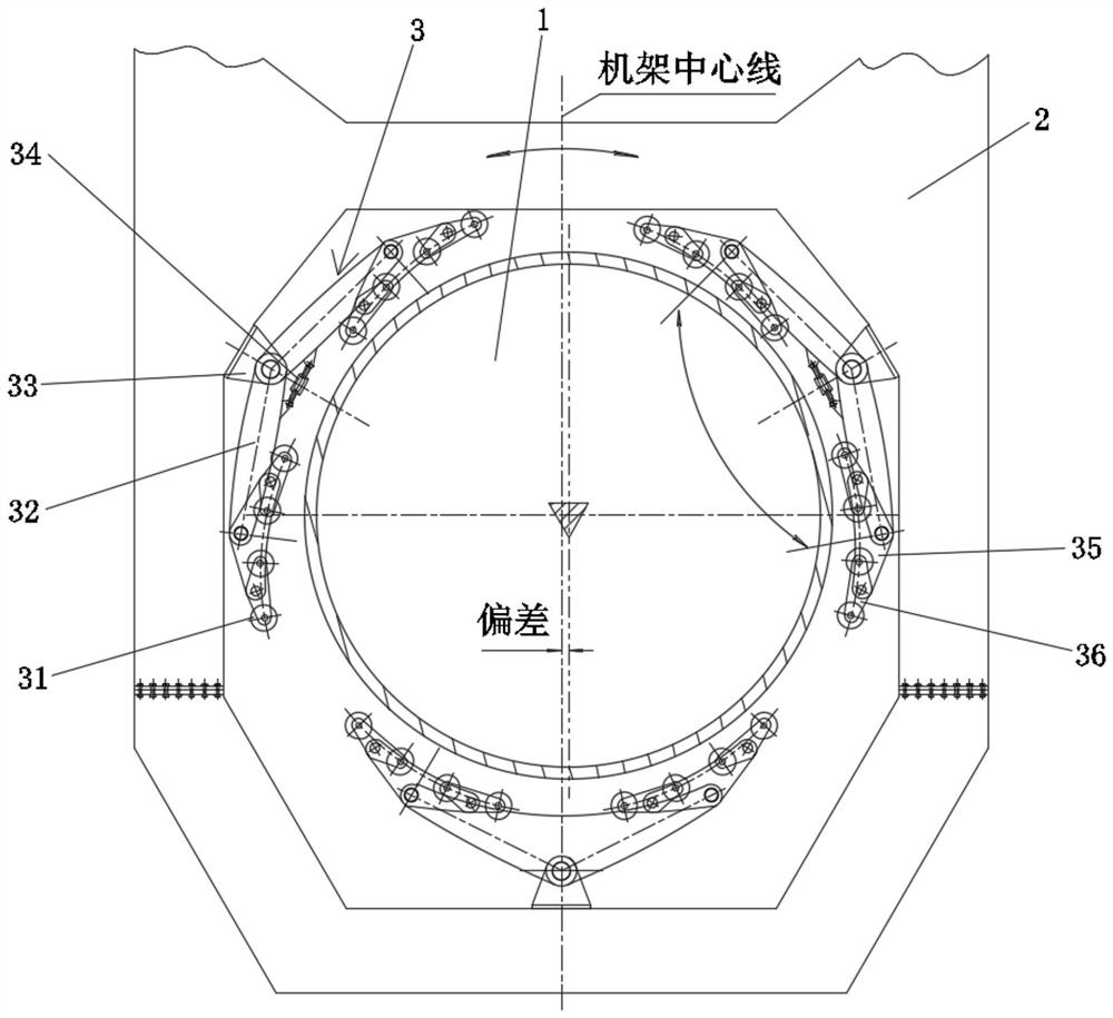 Self-centering mechanism for large-diameter centering rotary equipment