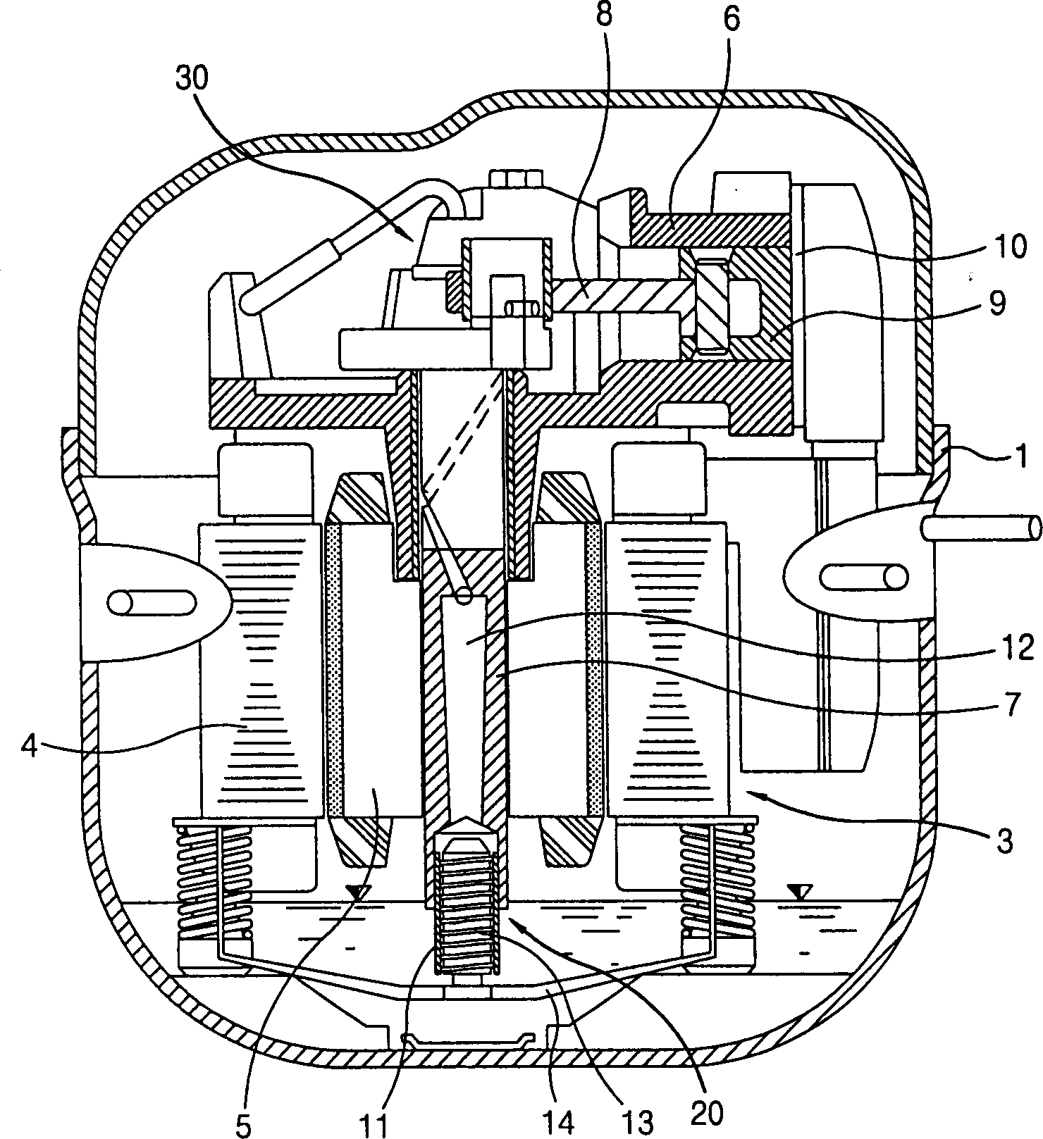 Oil supply device for hermetically sealed compressor