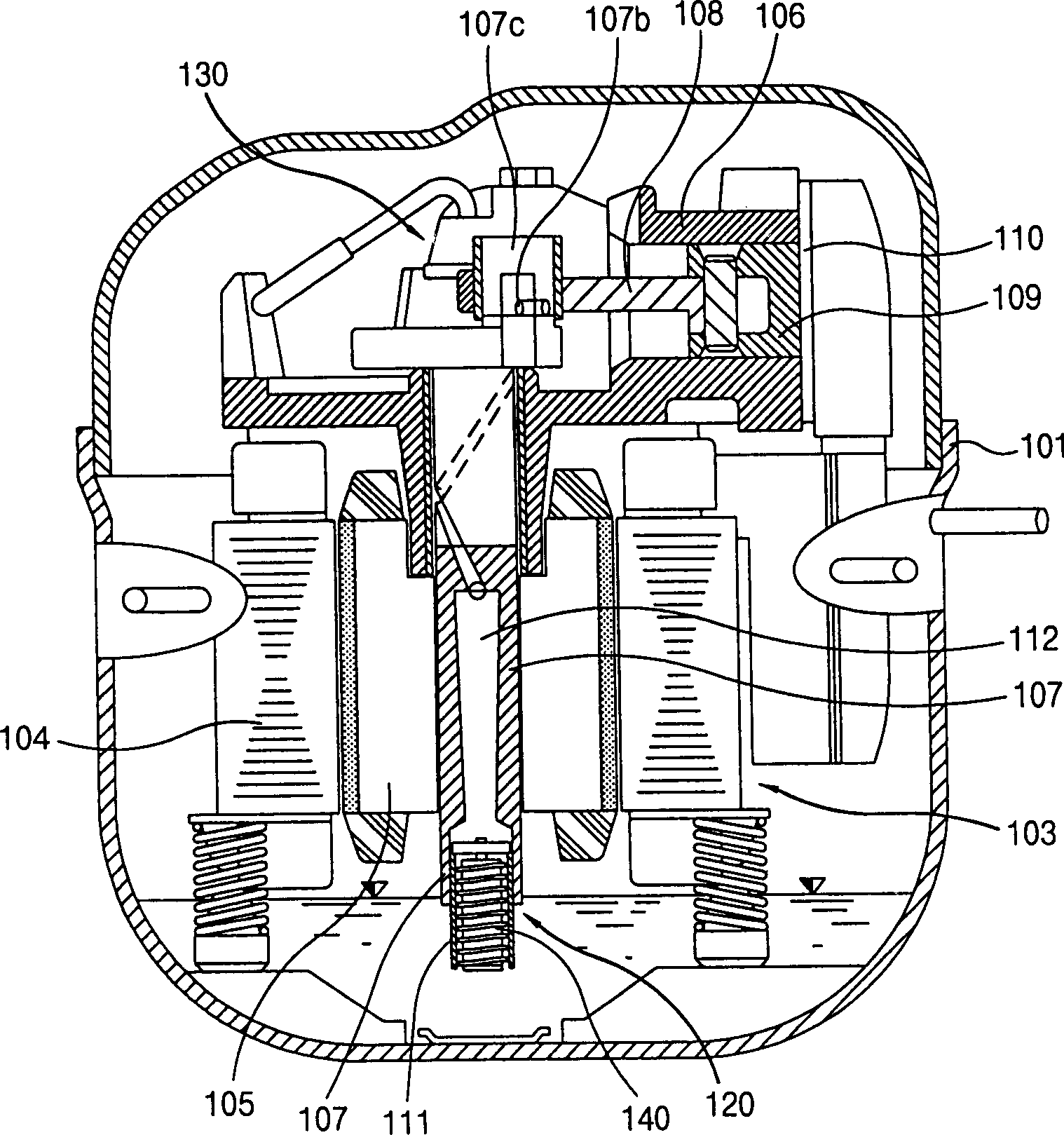 Oil supply device for hermetically sealed compressor