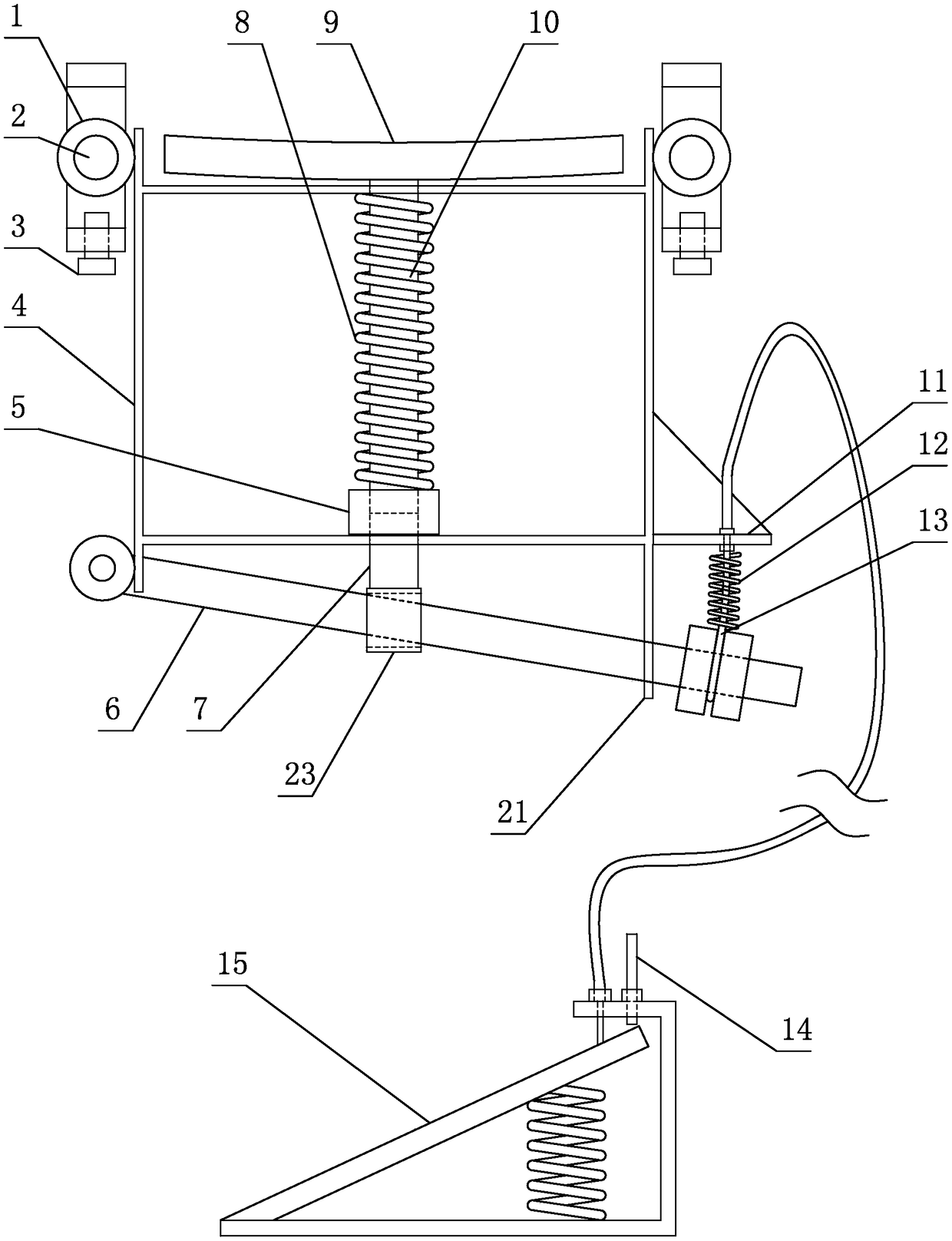 Tower crane rotary speed reduction control device in emergency power failure state