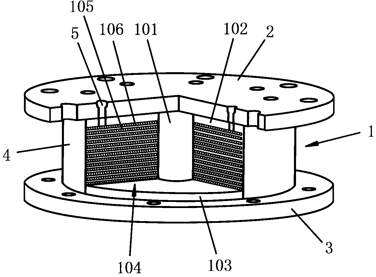 Tin core laminated rubber bearing seat for base isolation