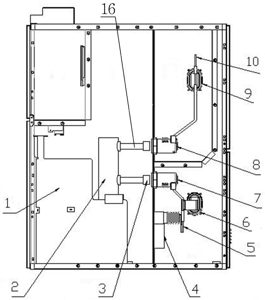 Medium-voltage hybrid DC circuit breaker and its cabinet based on the principle of magnetic coupling transfer