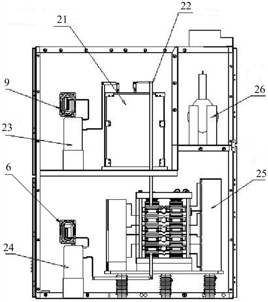 Medium-voltage hybrid DC circuit breaker and its cabinet based on the principle of magnetic coupling transfer
