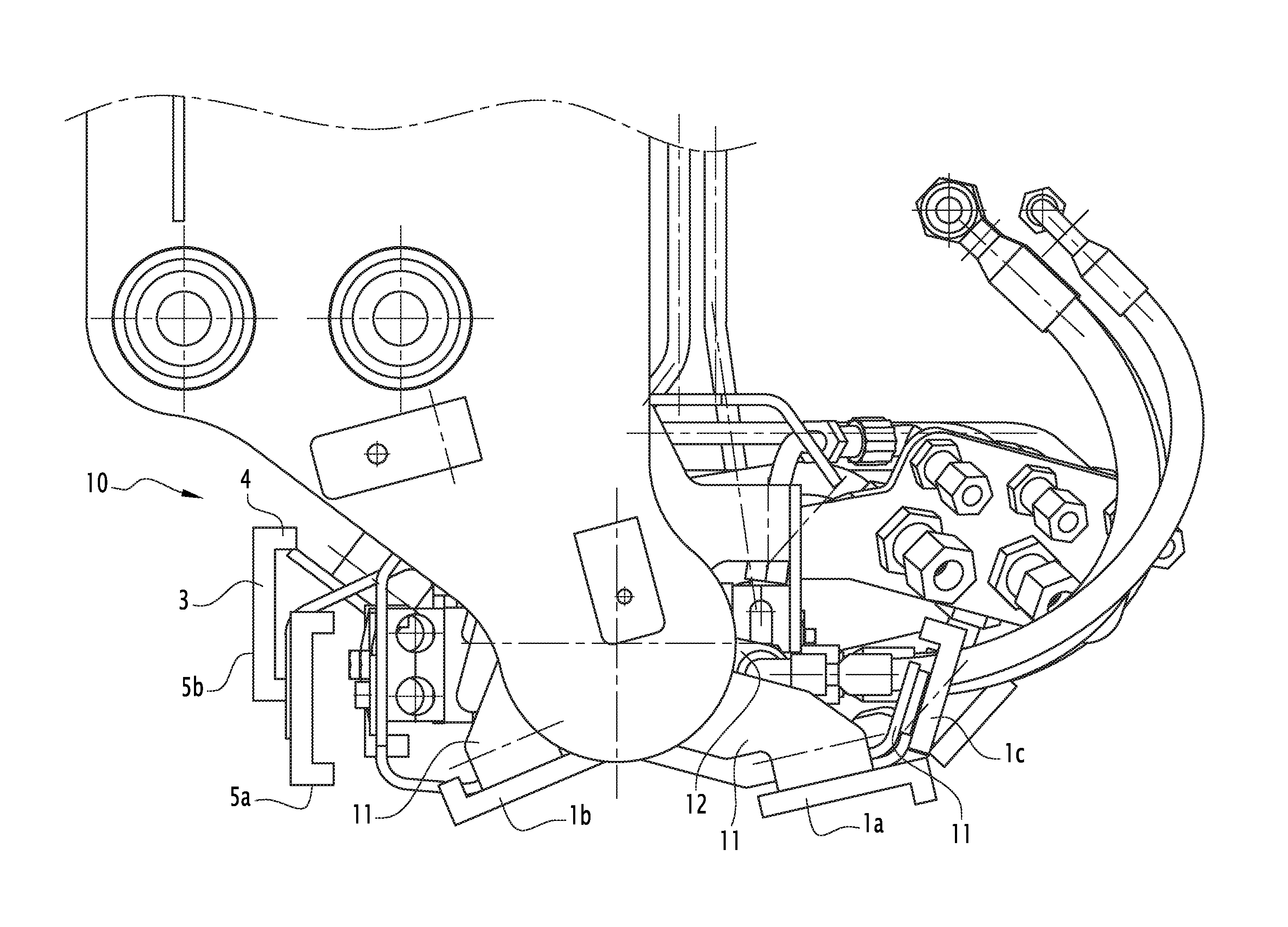 Railway bogie with a winterproof piping and writing ptoecting impact guard