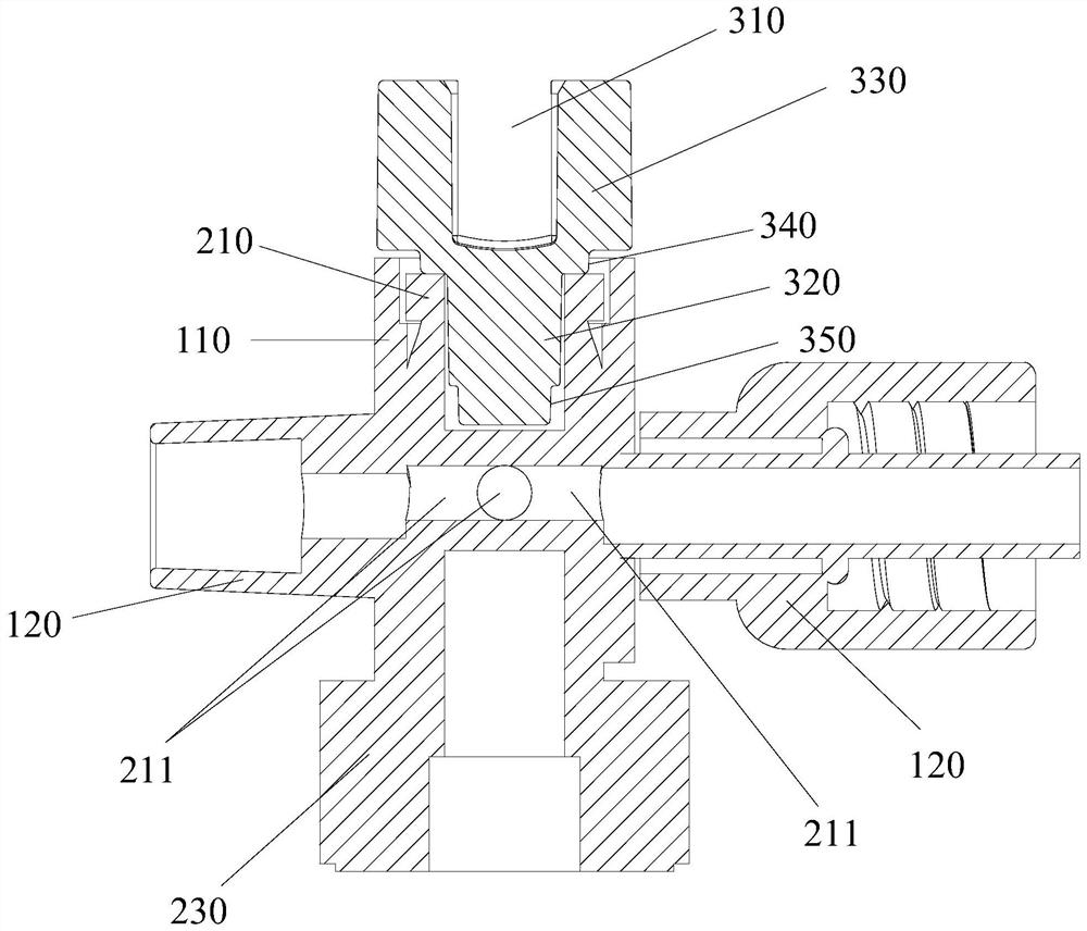 Three-way valve for blood pressure collecting device, preparation method and blood pressure collecting device