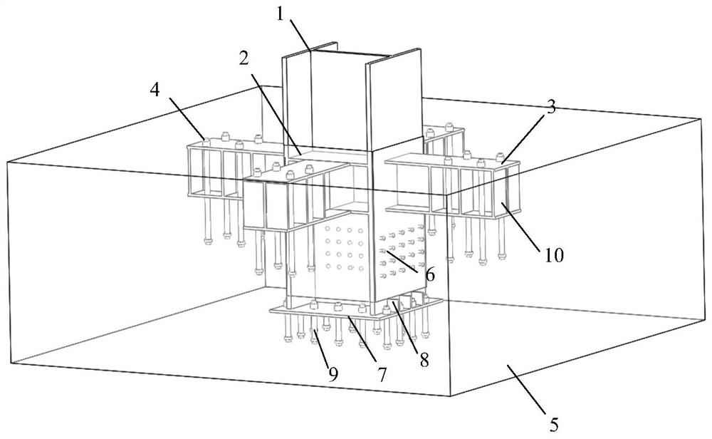 A kind of embedded column base joint equipped with section steel short beam and its construction method