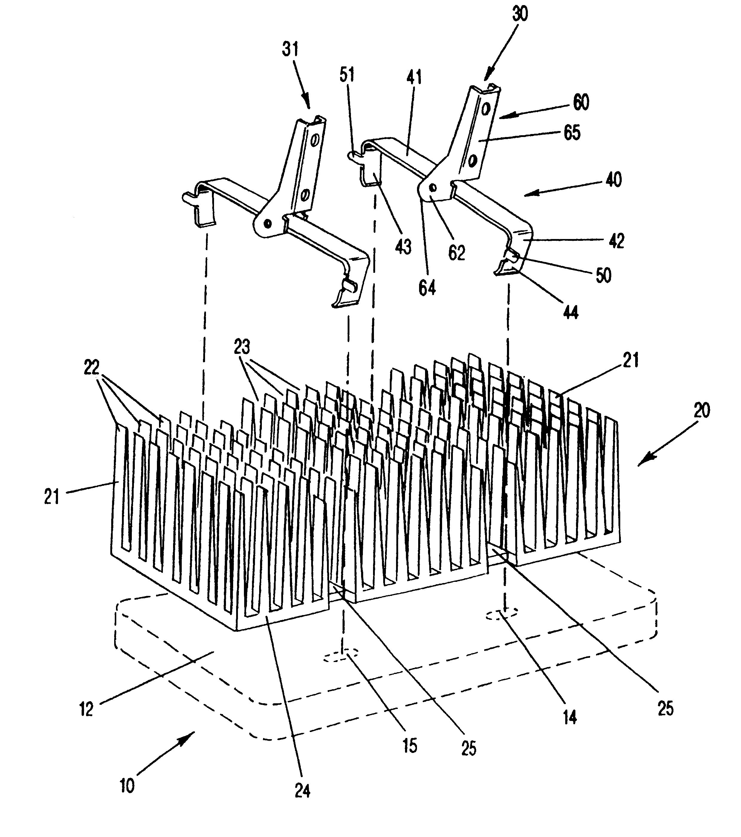 Cam-type retainer clip for heat sinks for electronic integrated circuits