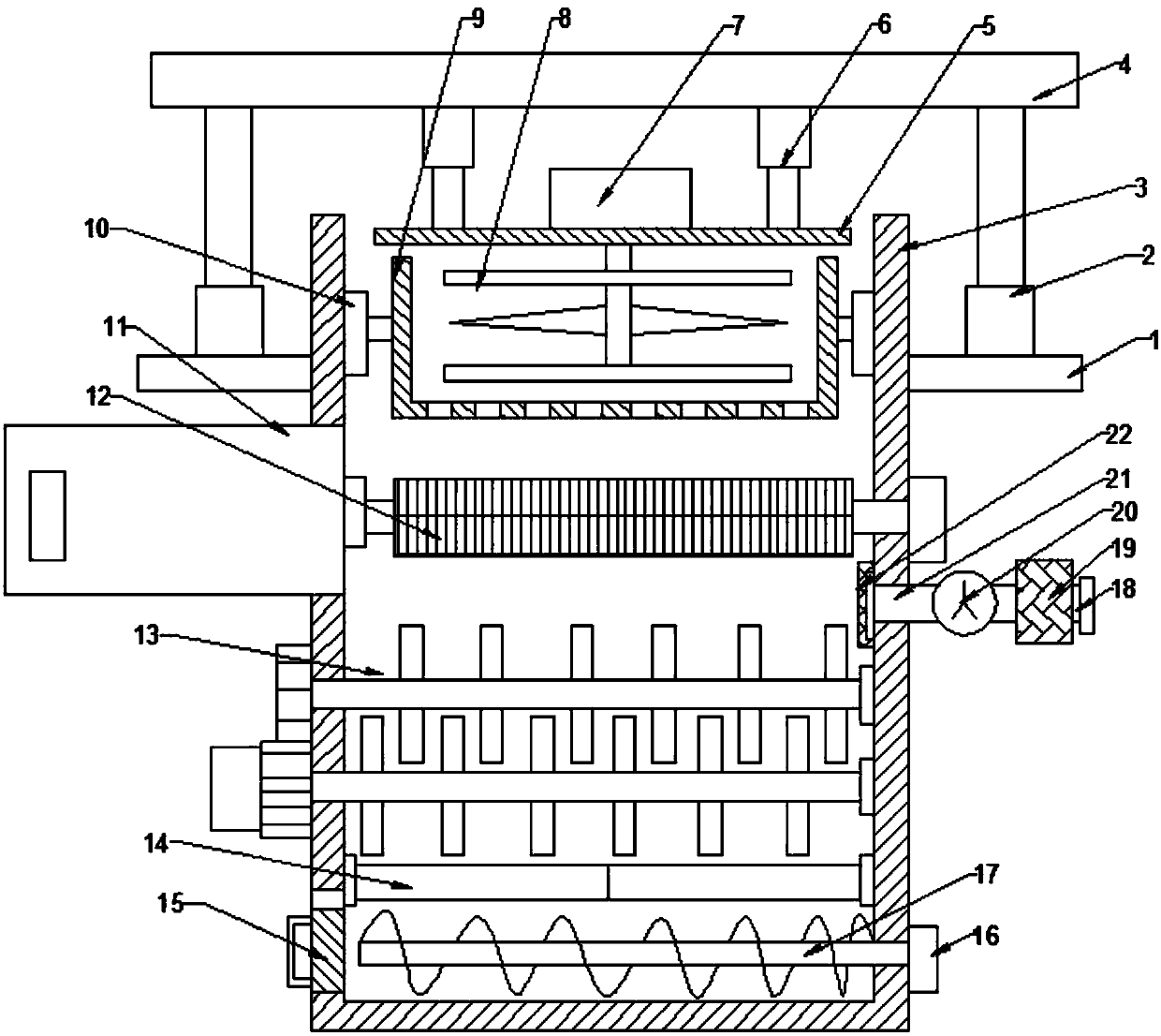 Livestock feed crushing device with iron removal function