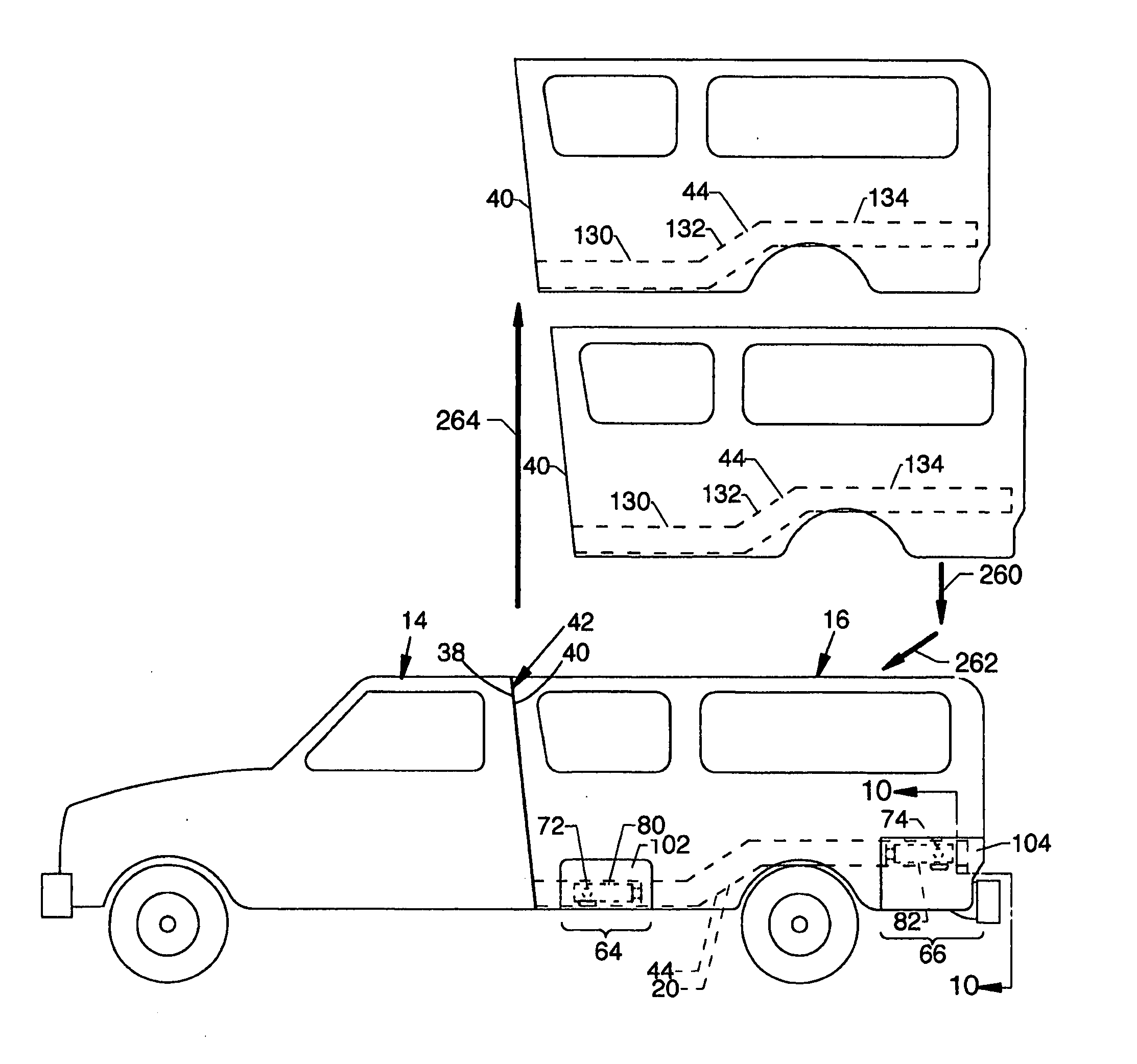 Quick changing rear module body vehicle