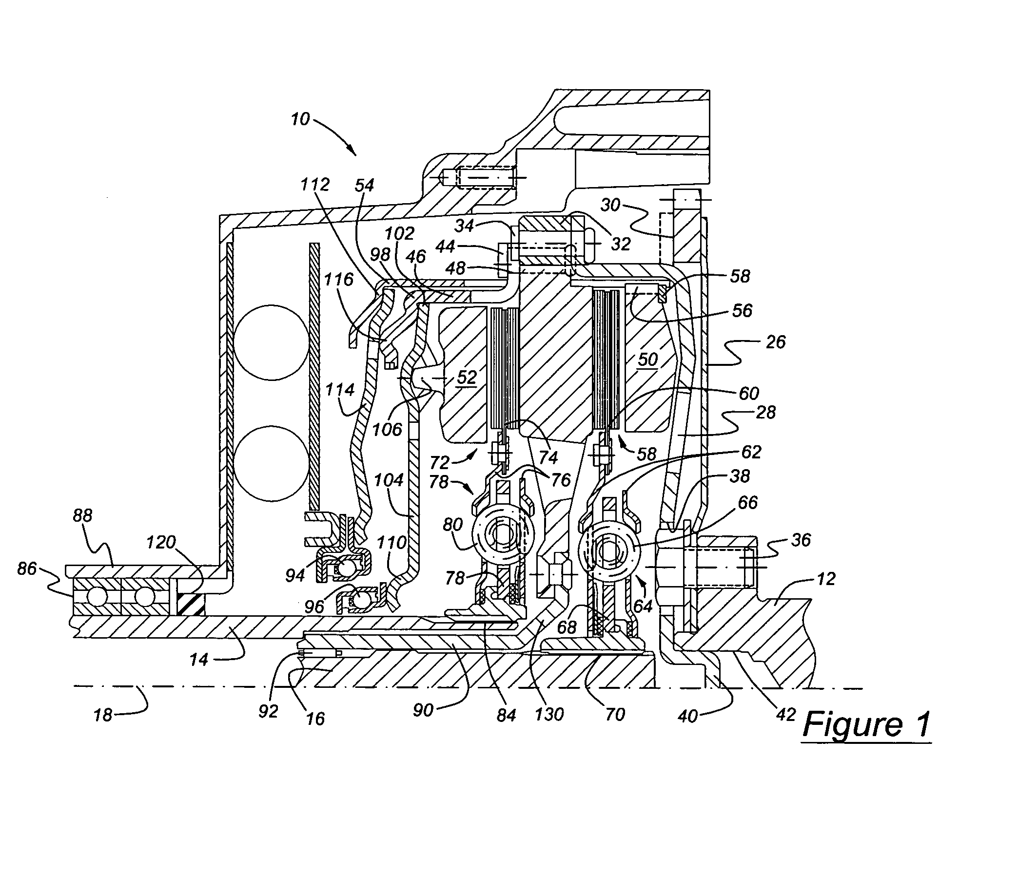 Dual clutch assembly for a motor vehicle powertrain