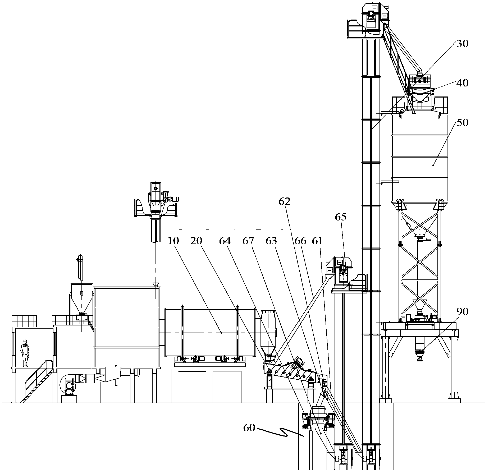 Sand drying storage system, operation method thereof and dry and mixed mortar batching plant