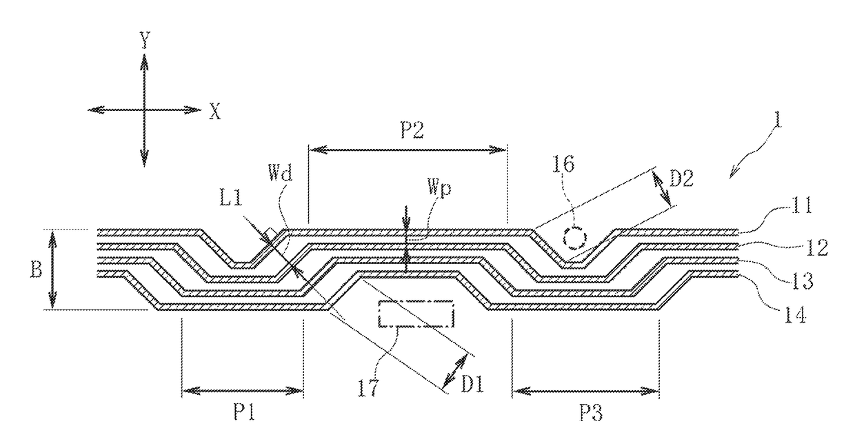 Wiring structure and printed wiring substrate of wiring structure