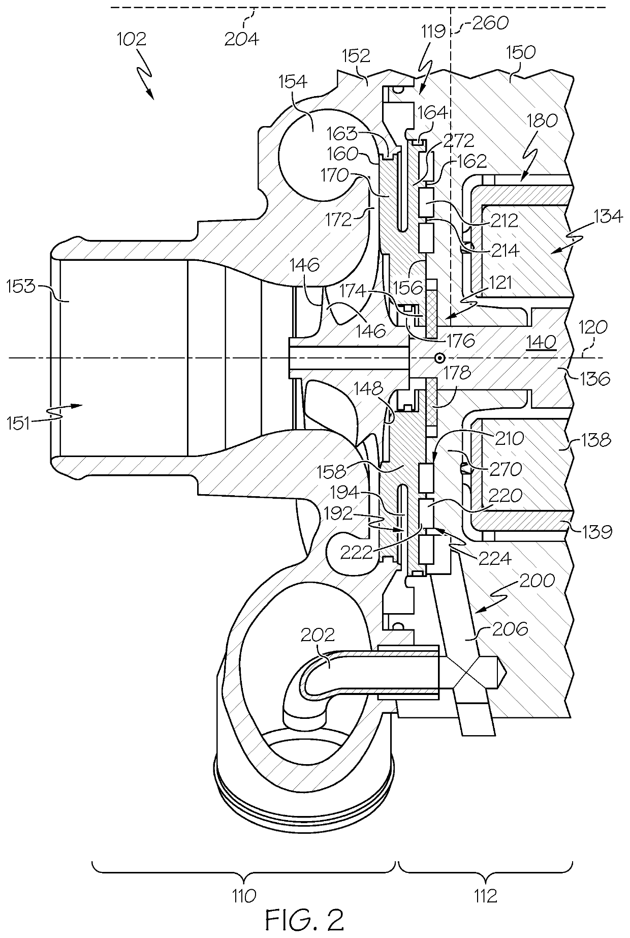 Compressor with cooled air passage and liquid coolant passage in axial heat exchanger arrangement