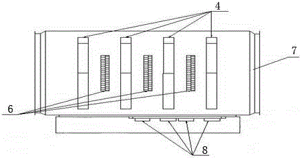 Photolytic catalytic purification device and corresponding process for treating pharmaceutical waste gas