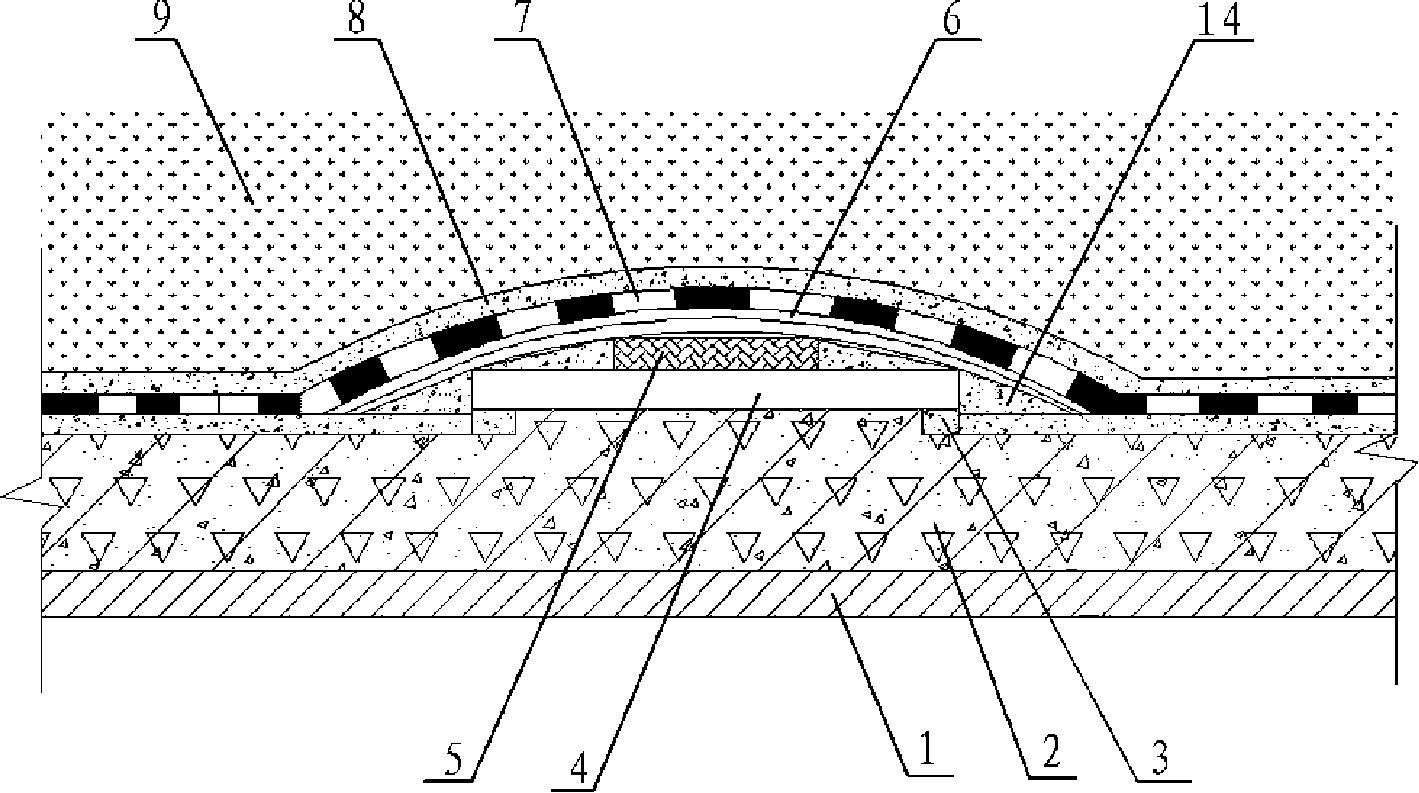 Pre-seal structure of post-subsidence pouring belt and construction method thereof