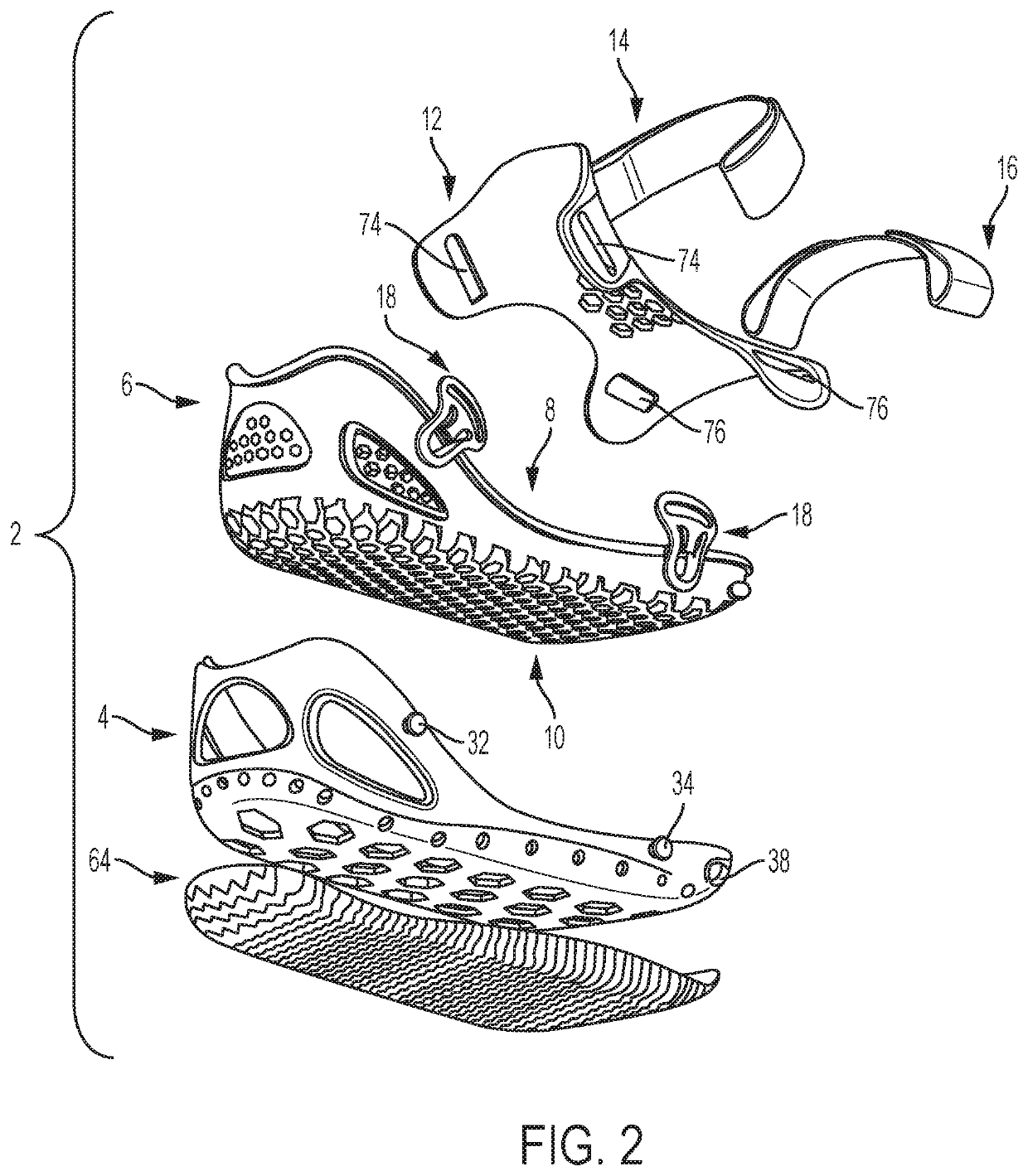 Medical shoe having multi-density overmolding