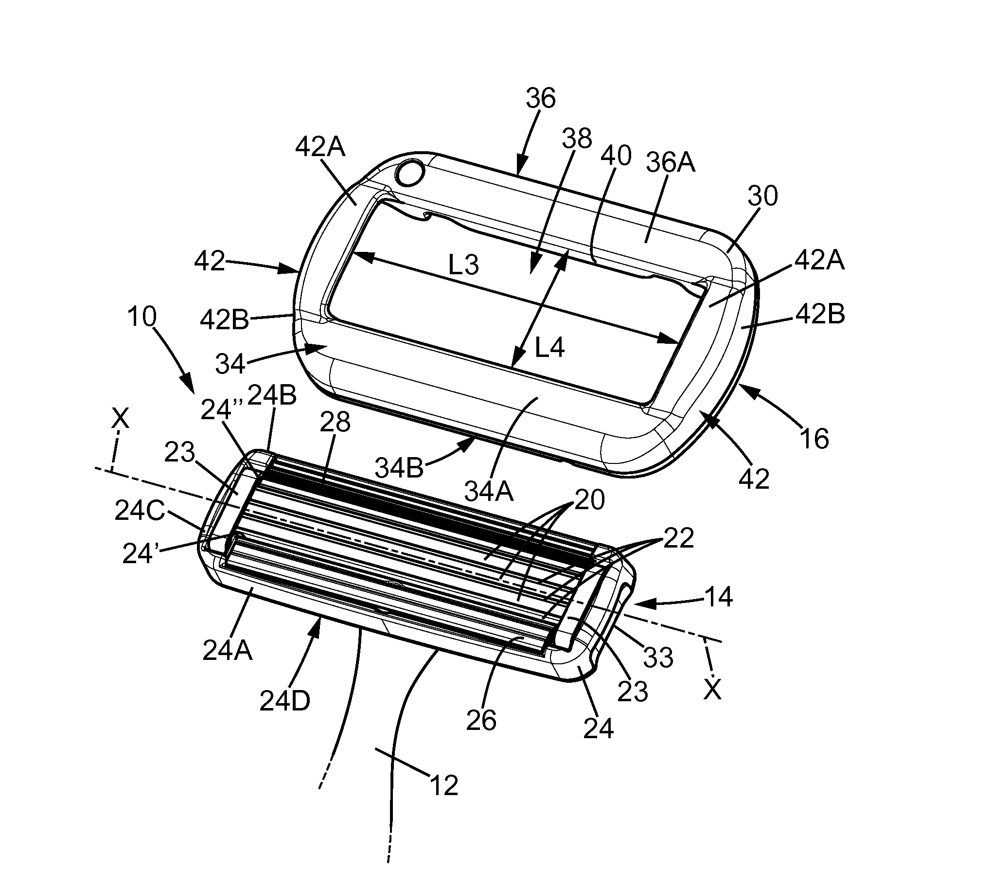 Shaving blade assembly with a blade unit and a skin contact member
