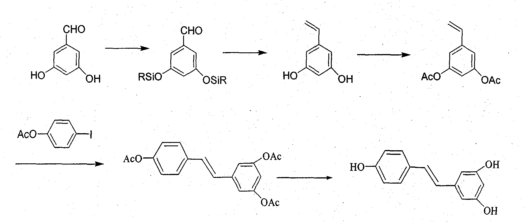 Novel method for preparing resveratrol and derivative thereof through decarbonylation heck reaction