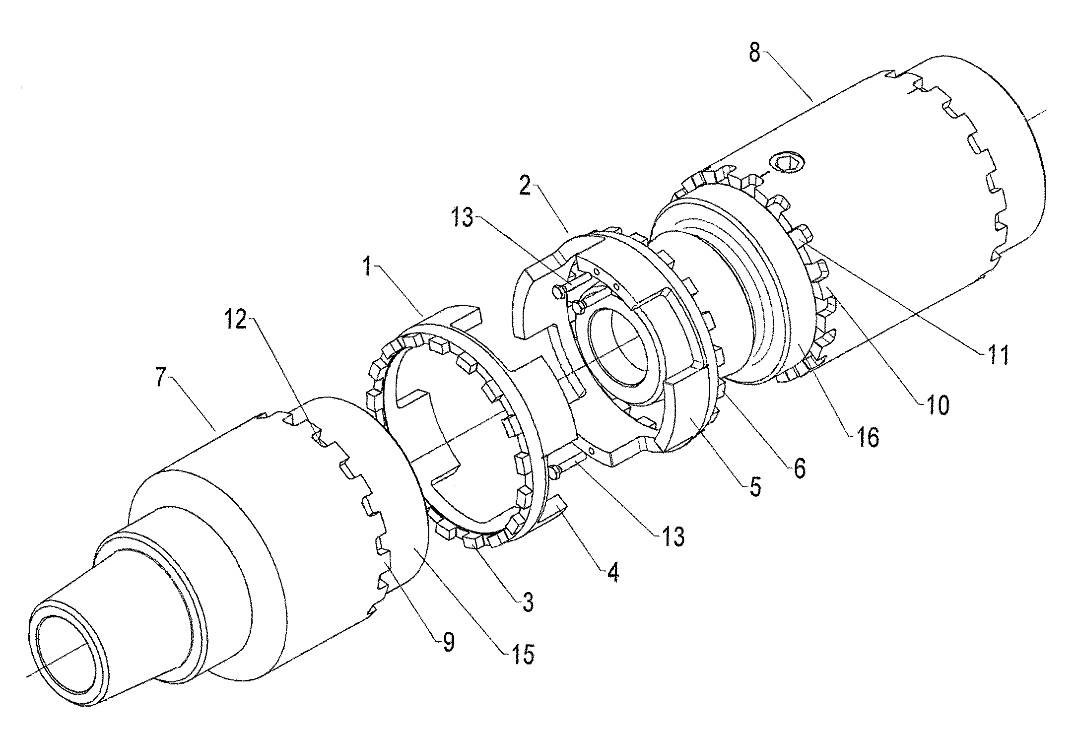 Locking device for built pipe connections