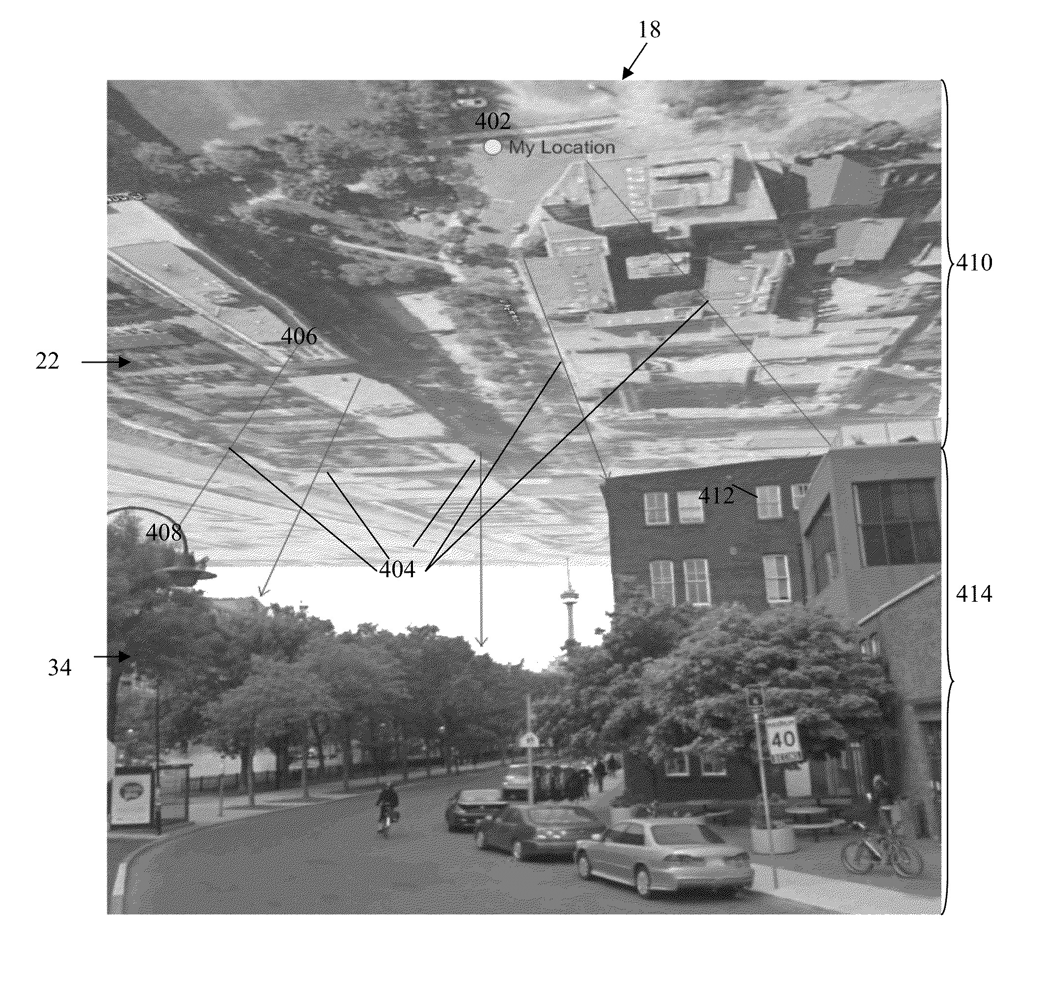 System and method for creating and displaying map projections related to real-time images