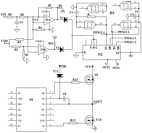 High-voltage suspension type MOSFET/IGBT continuous grid driving circuit
