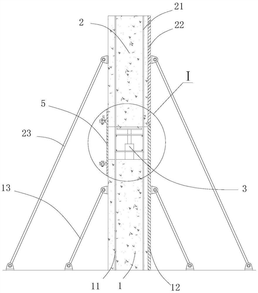 Ring rib buckling prefabricated shear wall pouring supporting structure