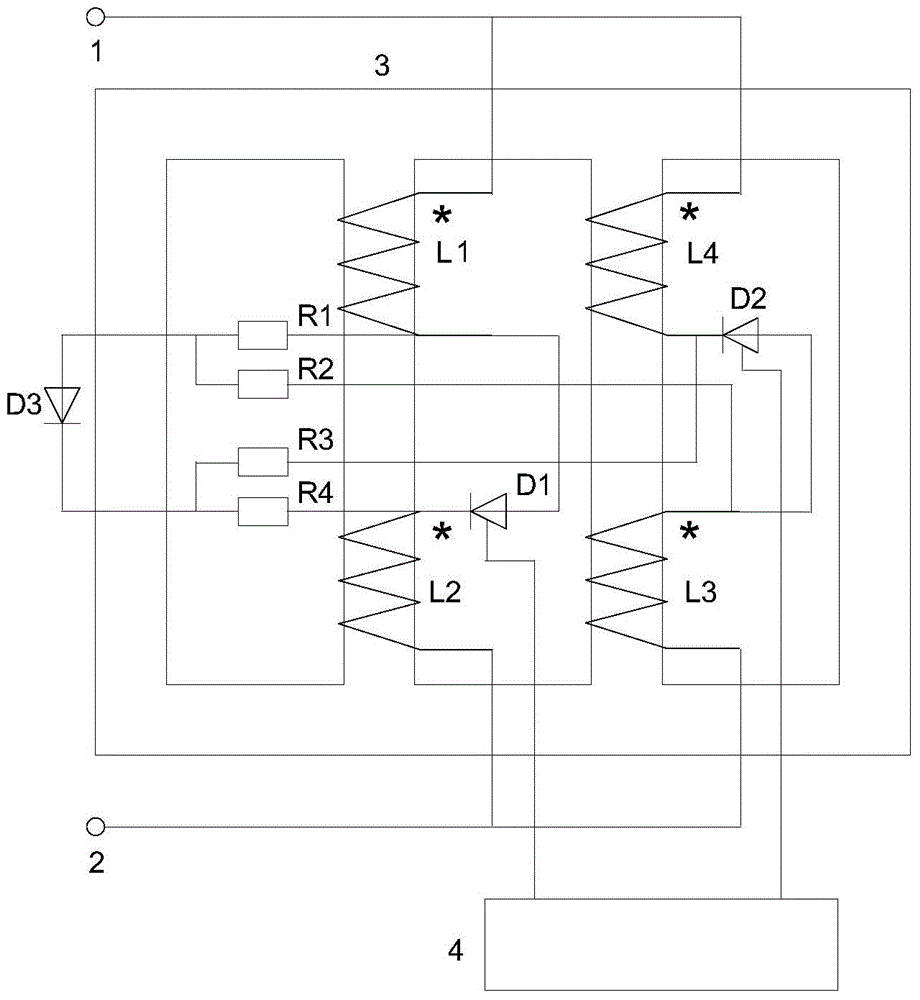 A saturable reactor with resistance forming bias voltage