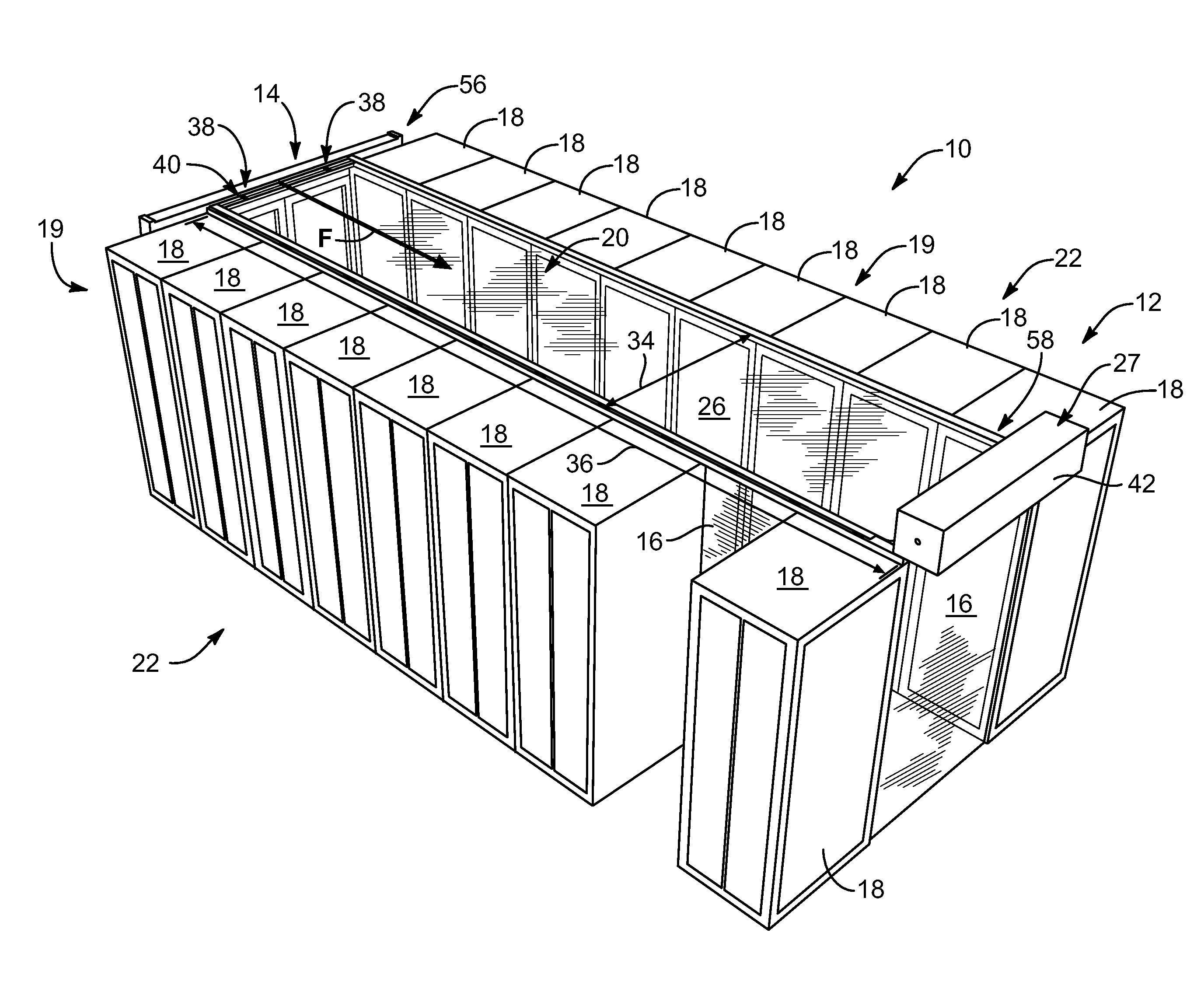 Retractable computer rack aisle roof