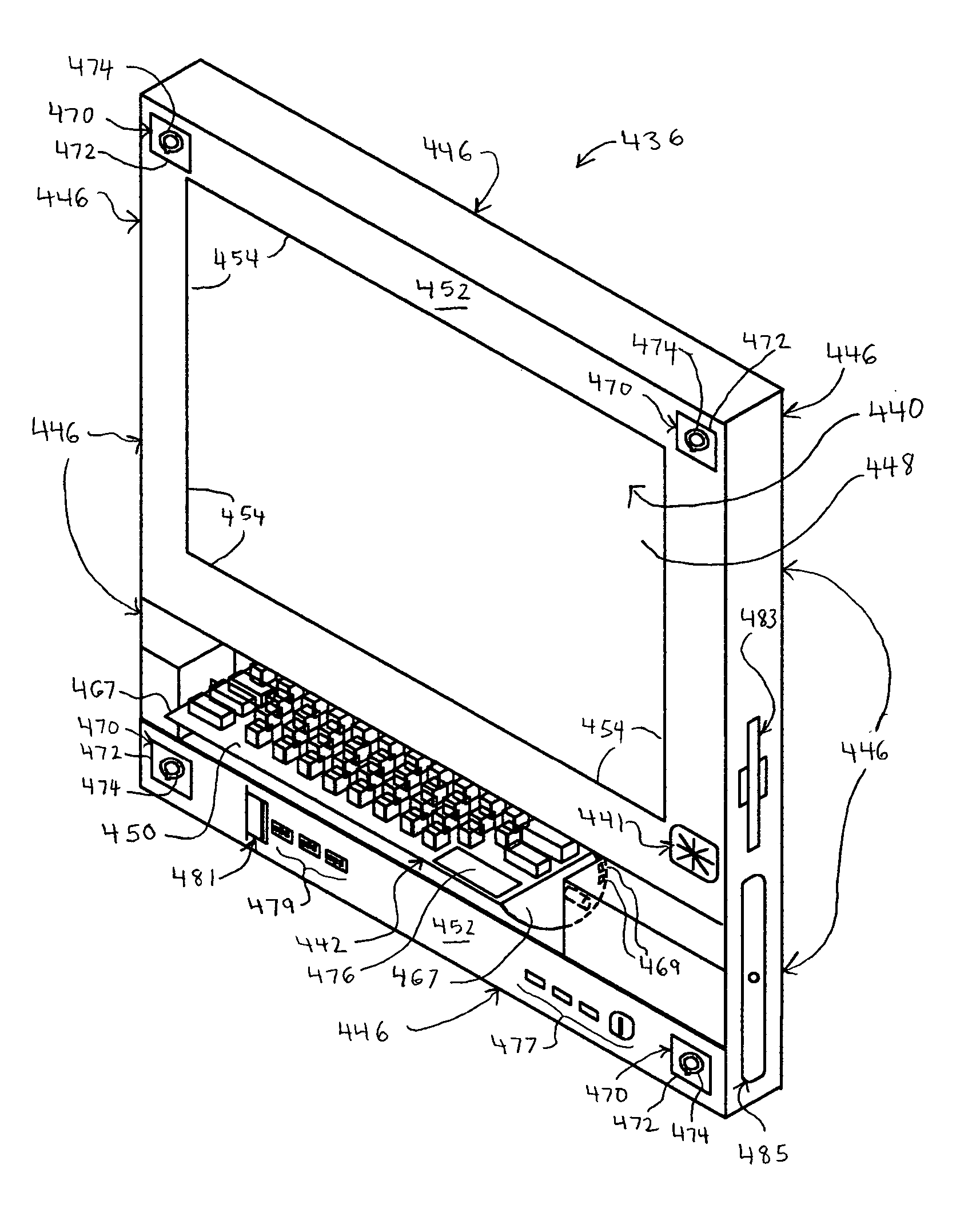 Wall-mountable computer having an integrated keyboard