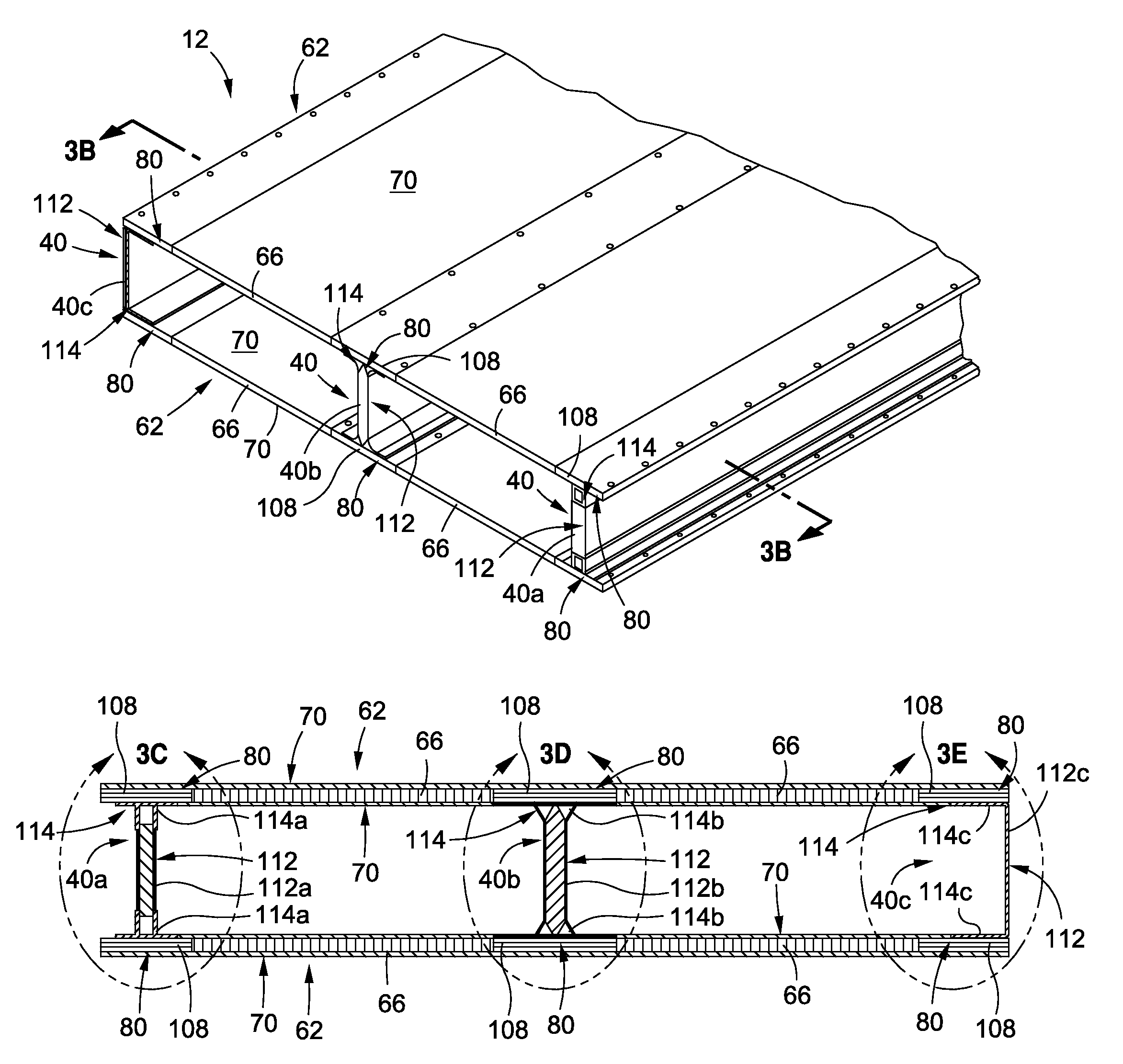 Box structures for carrying loads and methods of making the same