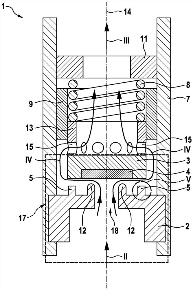 Gas pressure restriction valve for controlling and emitting gaseous media