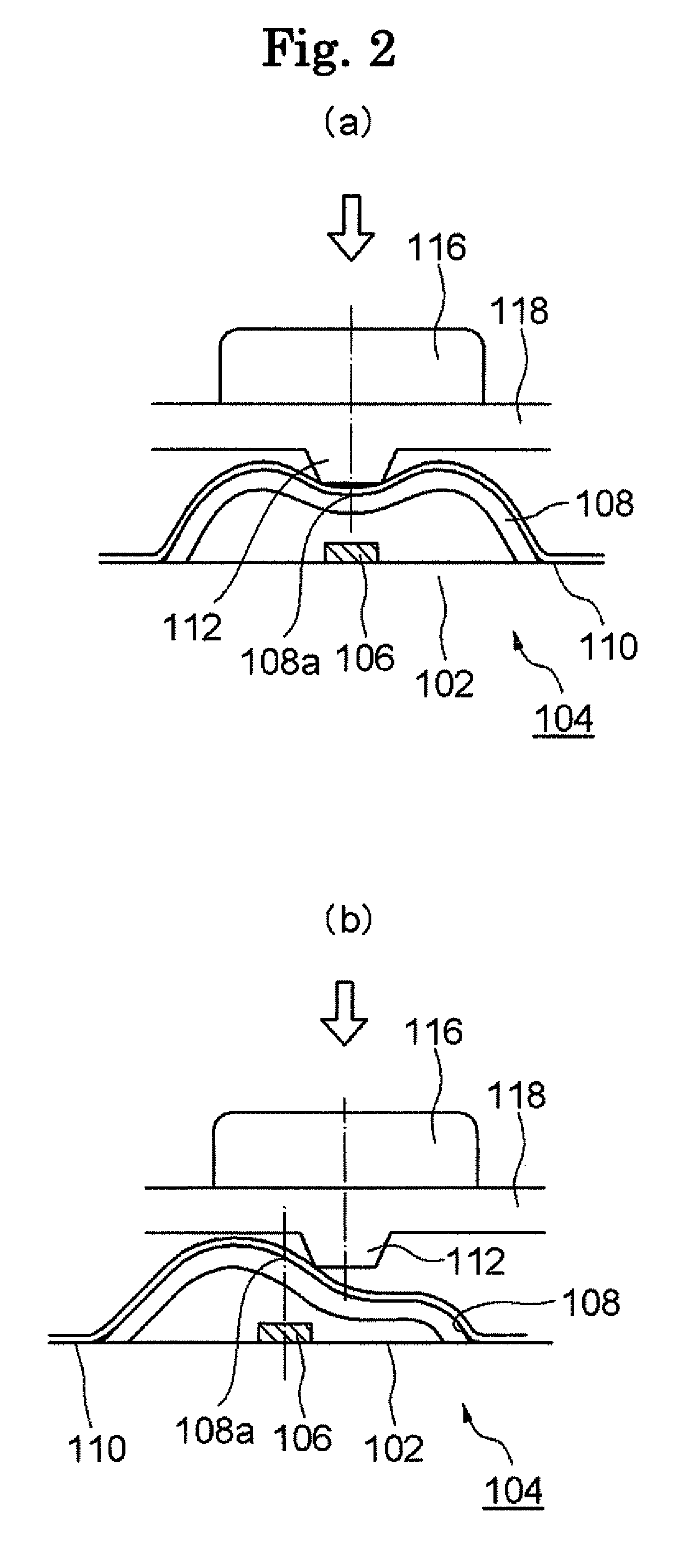 Metal dome sheet having pressing projection, push button switch, and method of producing the push button switch