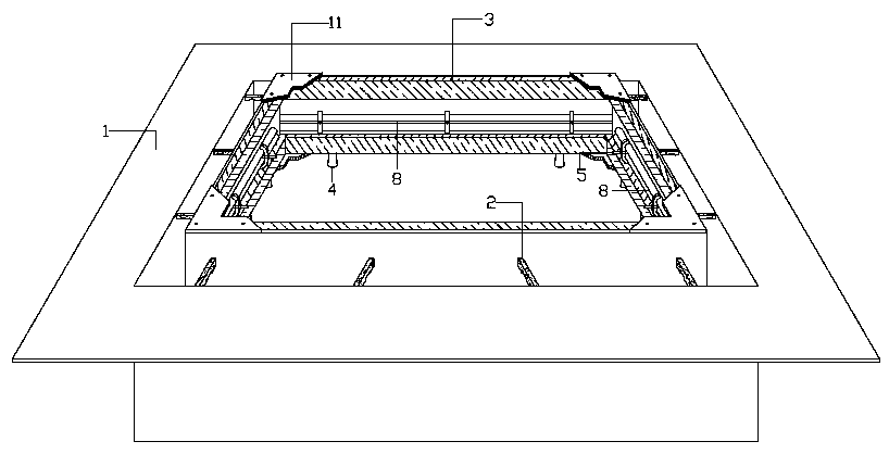 Sinking type toilet suspension template structure and construction method thereof