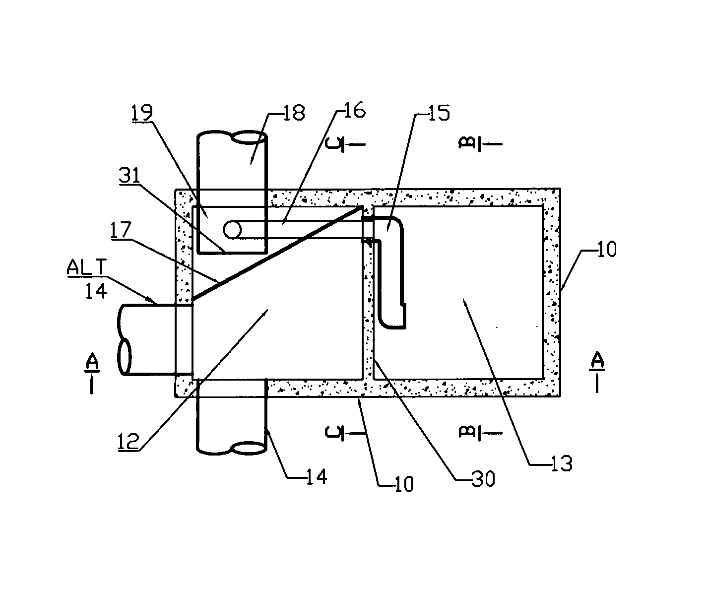 Apparatus for separating a light fluid from a heavy one and/or removing sediment from a fluid stream
