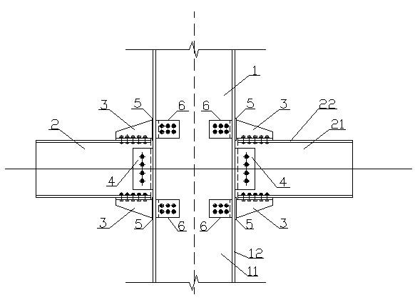 All-bolt connection node structure of H-shaped steel beam and H-shaped steel column